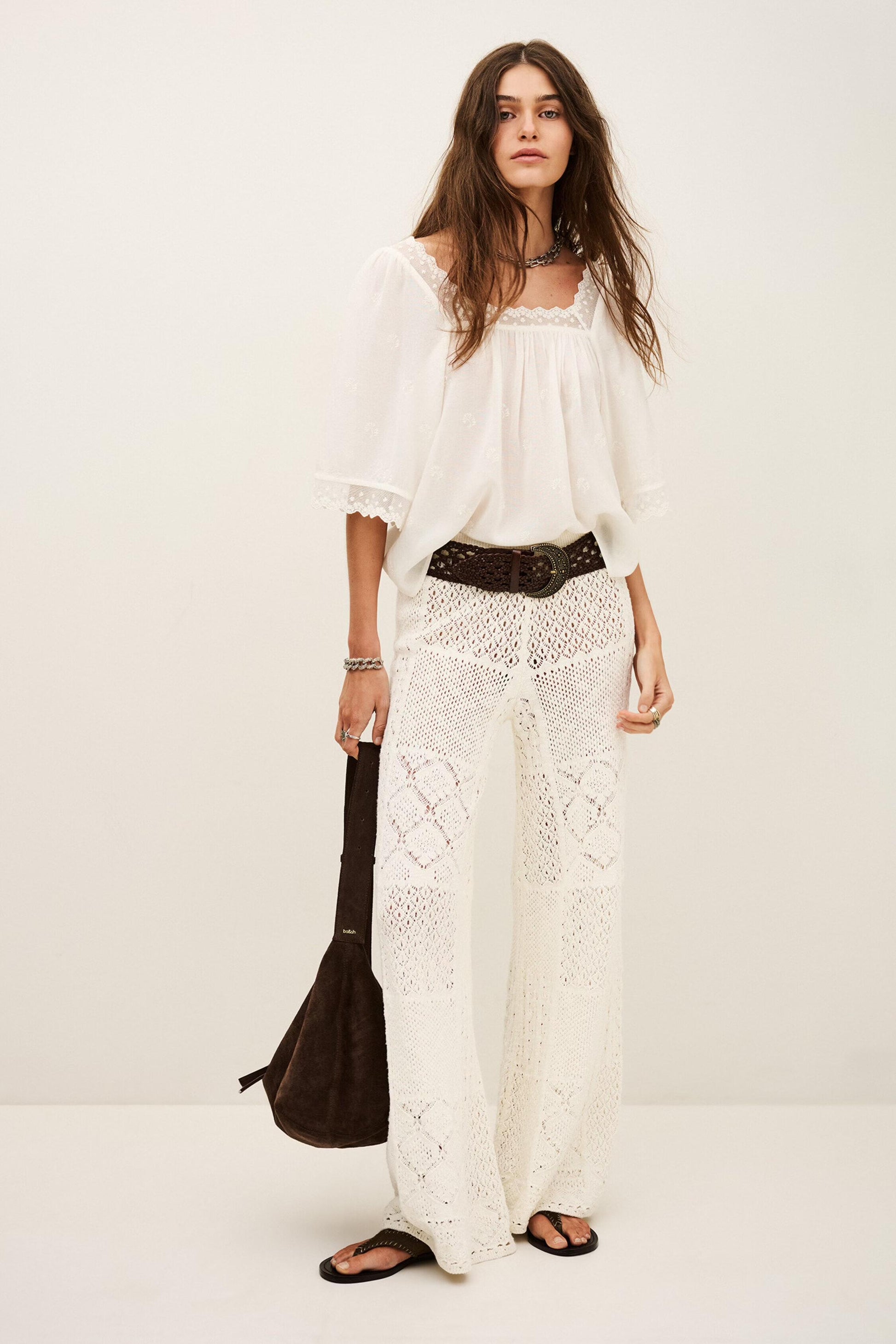 ba&sh Embroidered Lace Top Parly Off-White