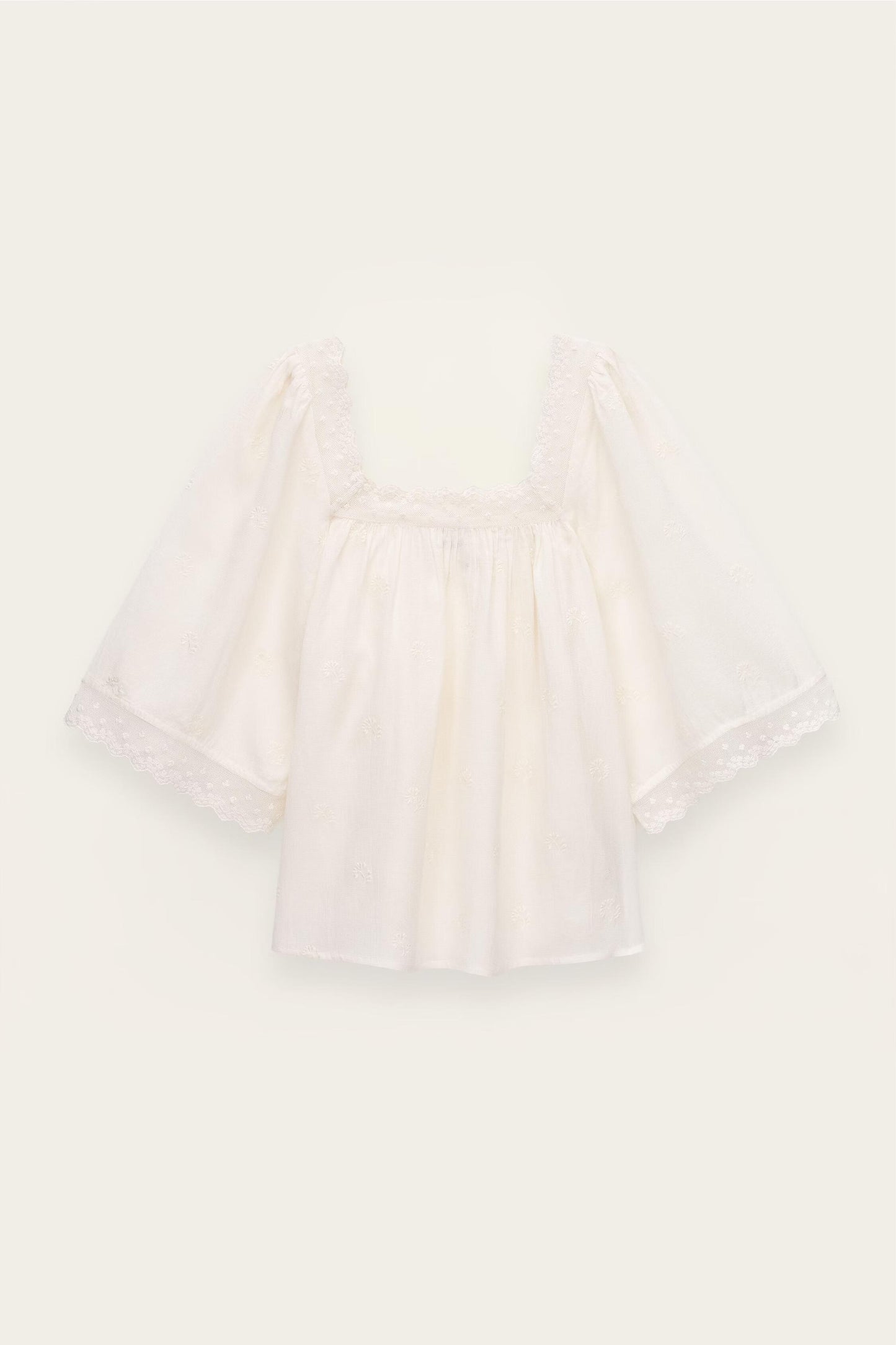 ba&sh Embroidered Lace Top Parly Off-White