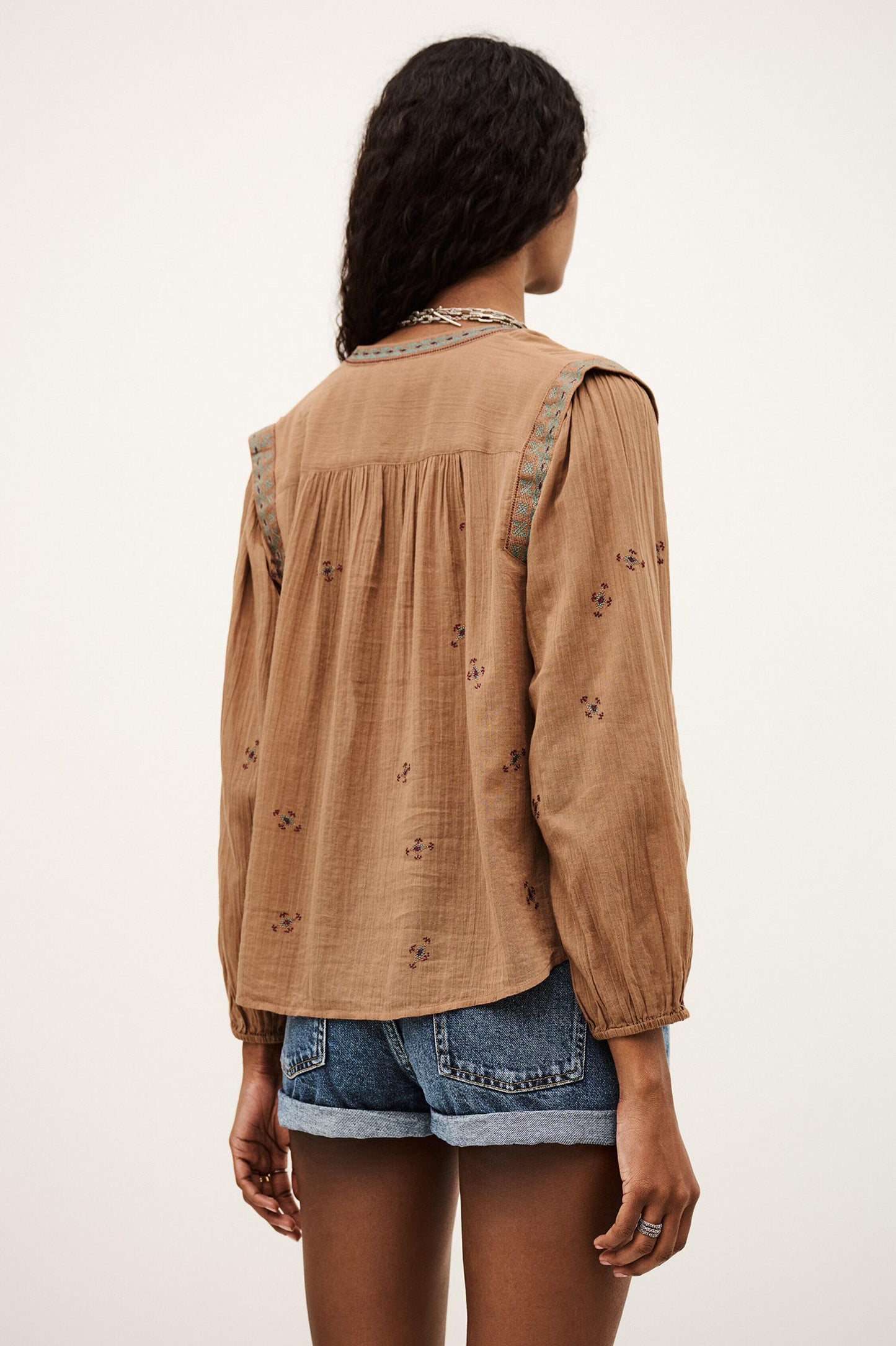 ba&sh Embroidered Shirt Dalila Beige