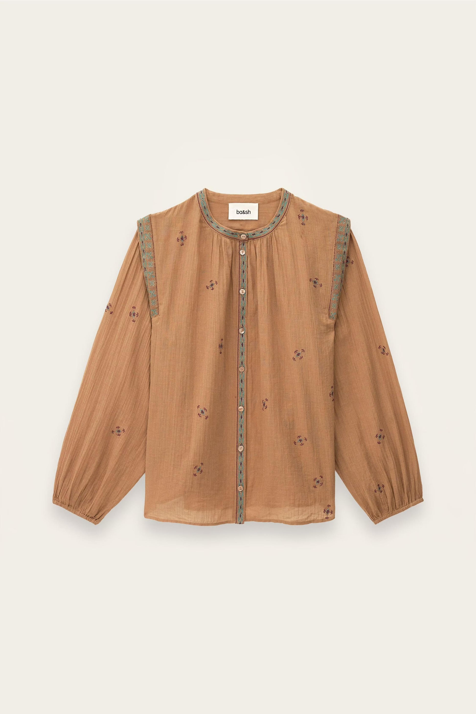 ba&sh Embroidered Shirt Dalila Beige