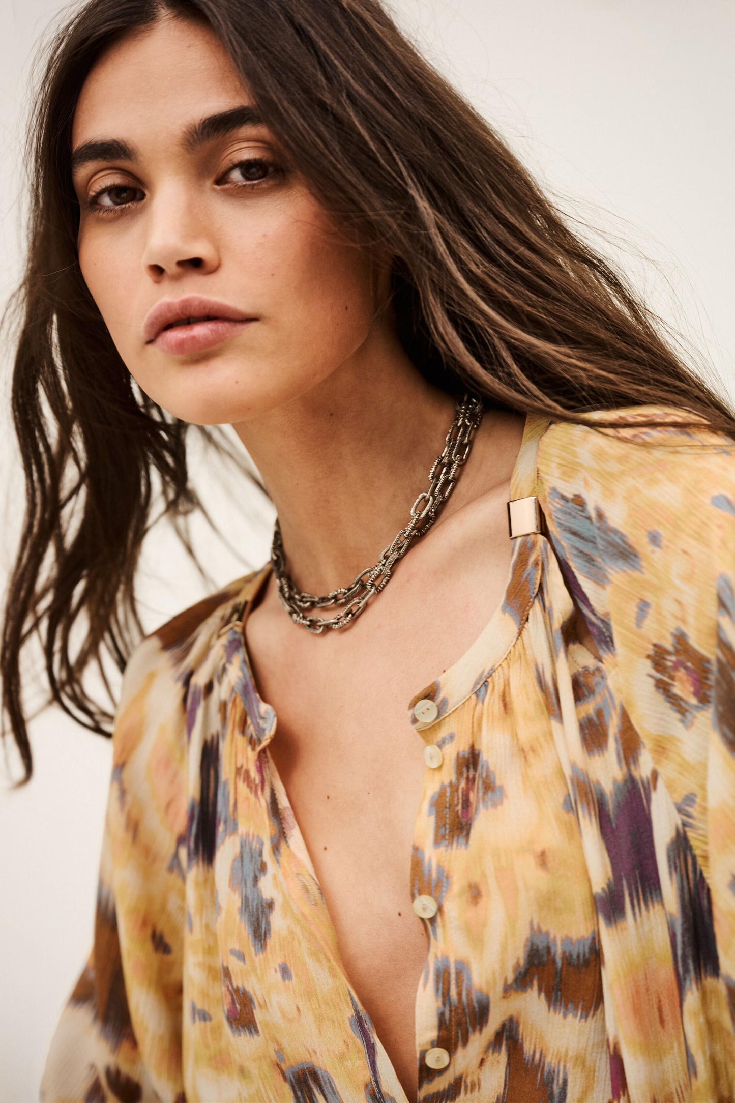 ba&sh Patterned Shirt Maelle Yellow