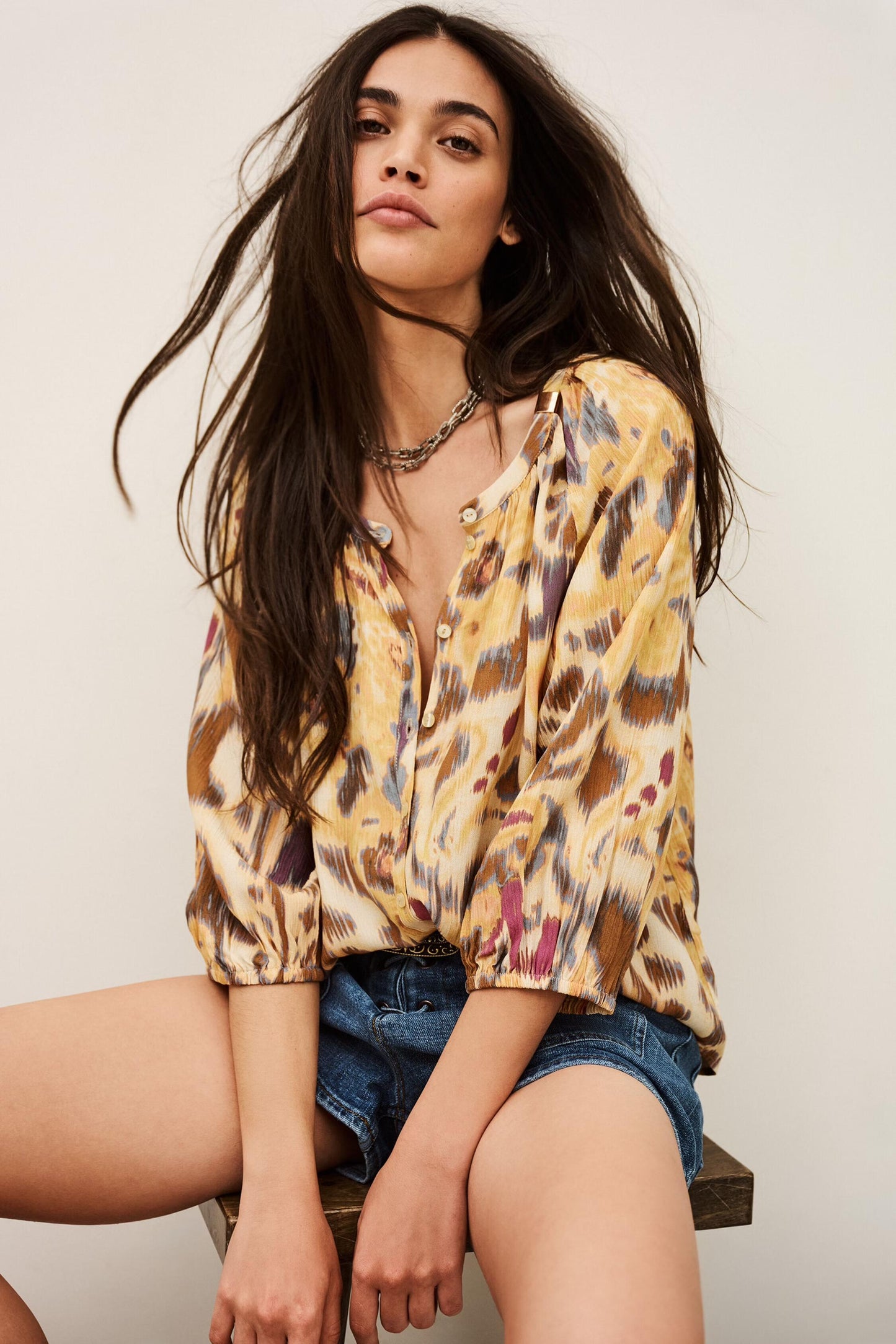 ba&sh Patterned Shirt Maelle Yellow