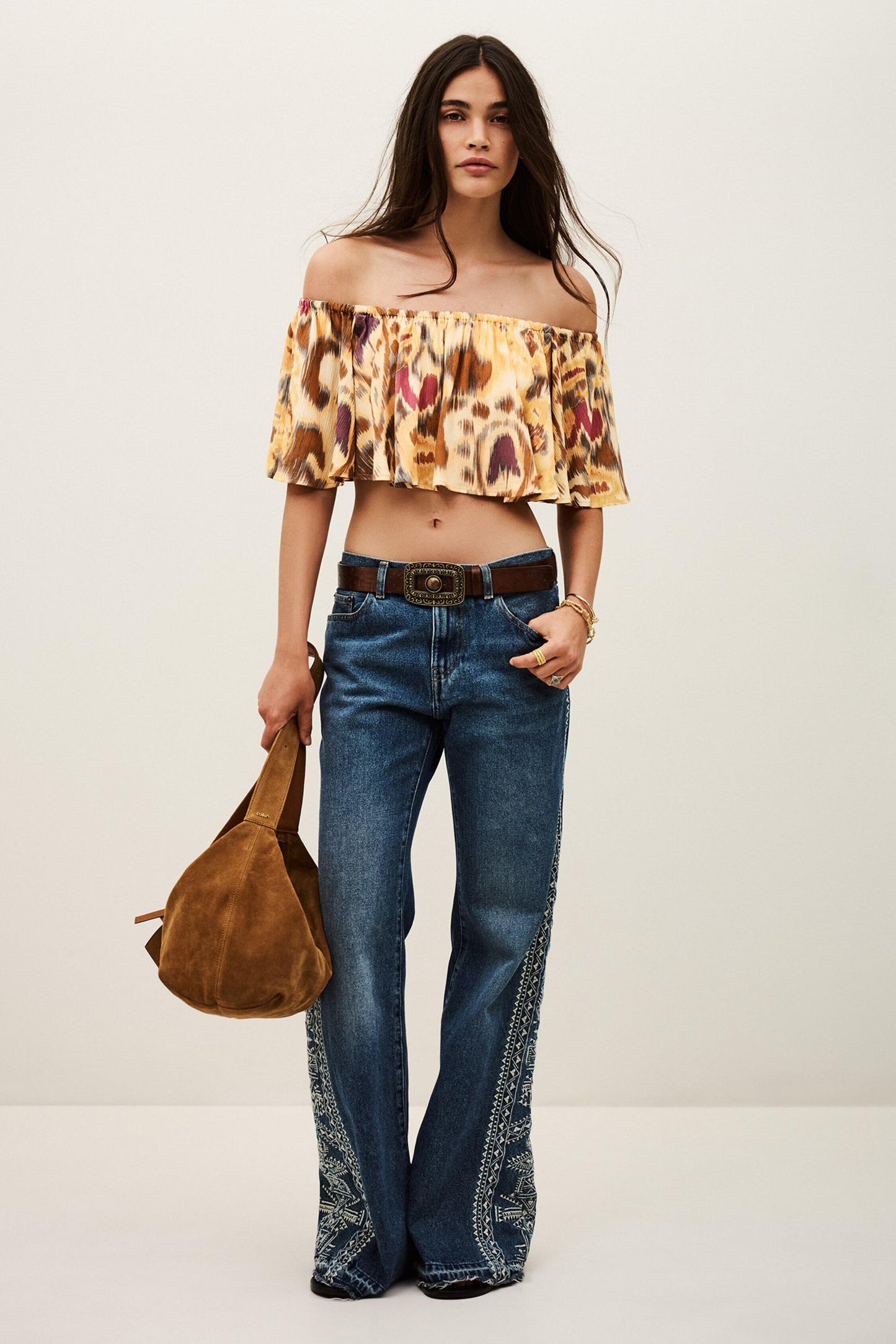 ba&sh Strapless Ruffled Top Manthea Yellow