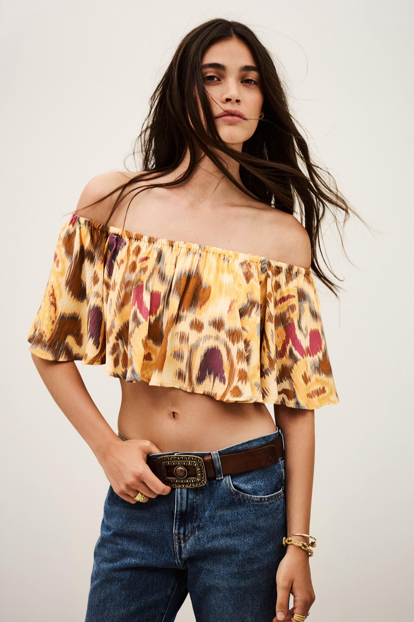 ba&sh Strapless Ruffled Top Manthea Yellow