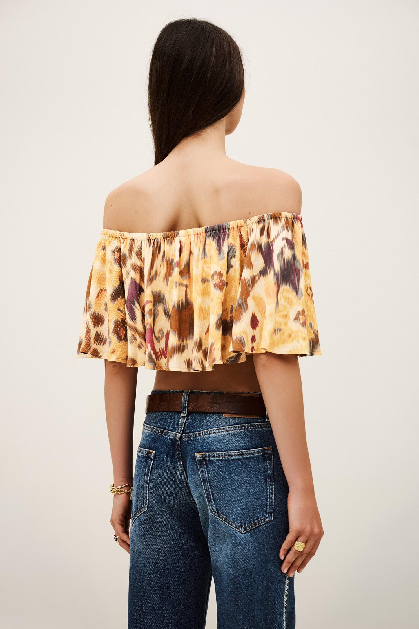 ba&sh Strapless Ruffled Top Manthea Yellow