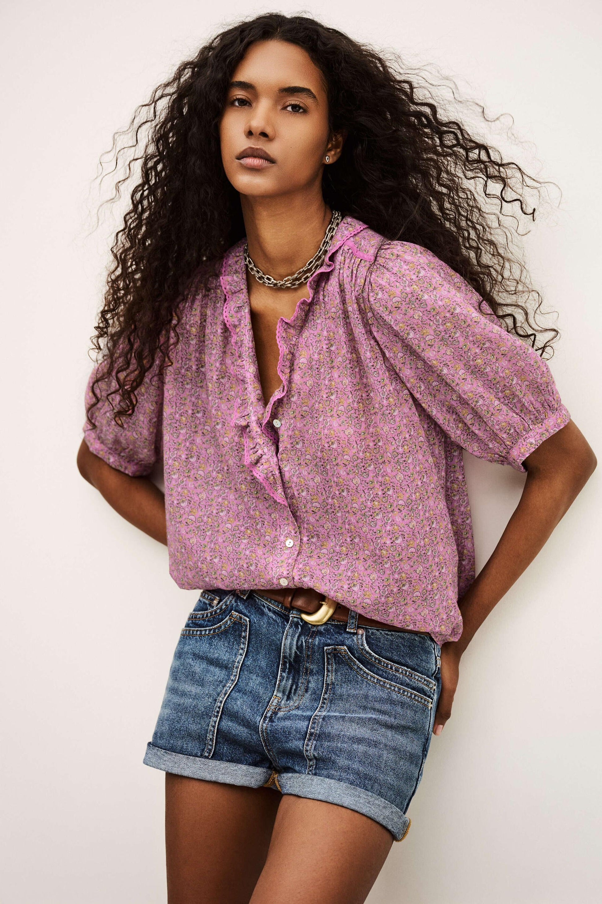 ba&sh Patterned Shirt Physalys Pink