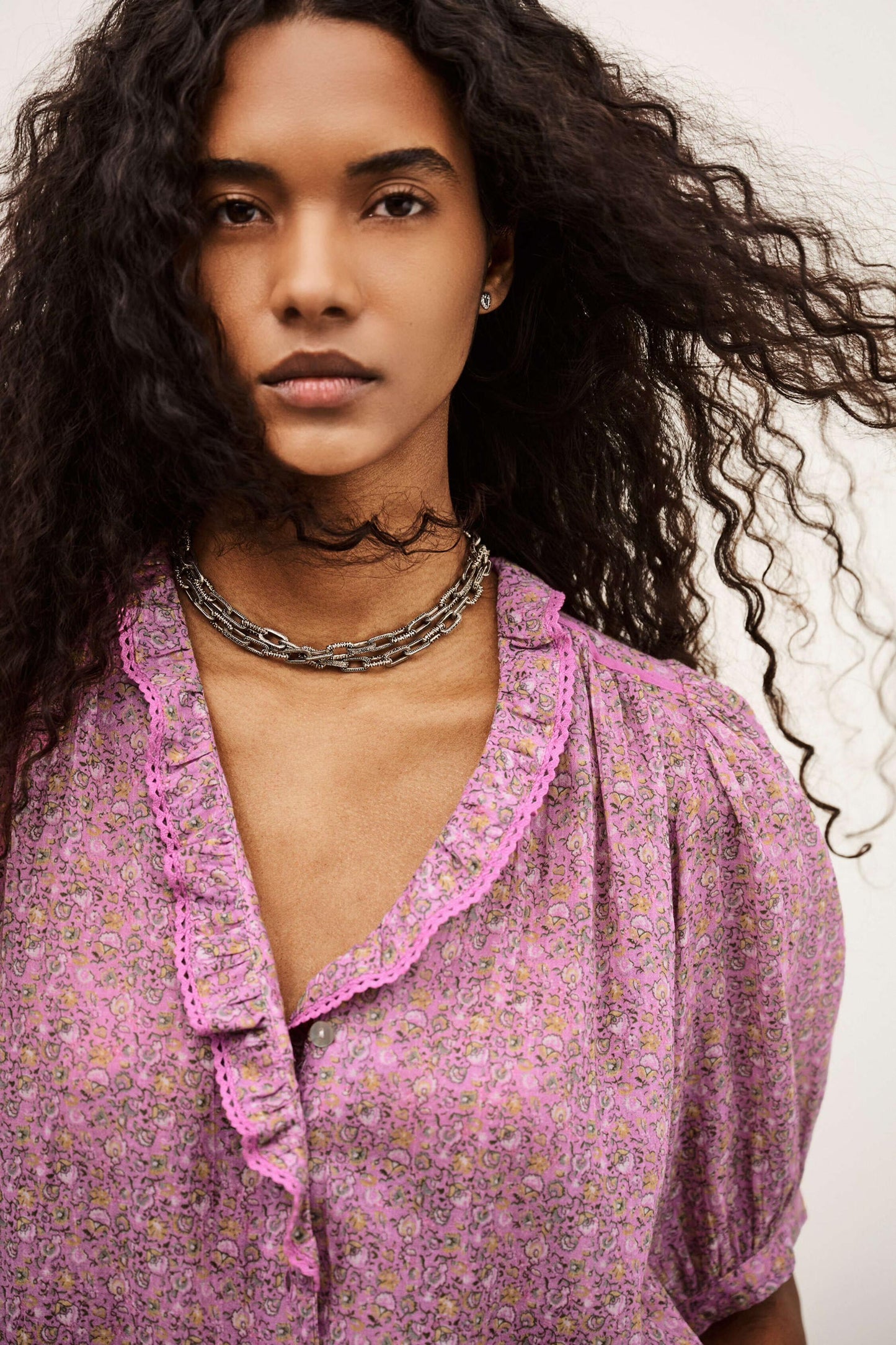 ba&sh Patterned Shirt Physalys Pink