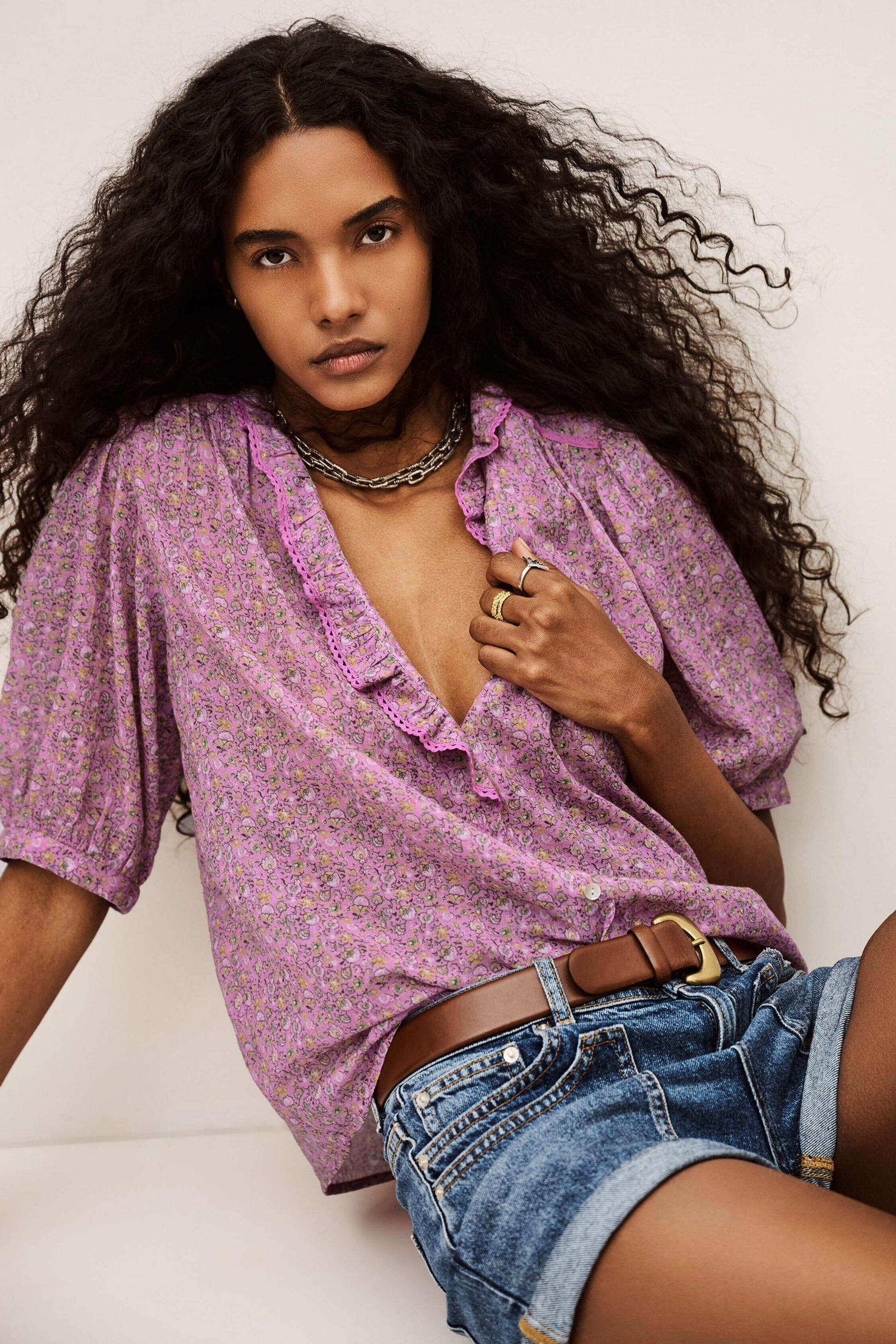 ba&sh Patterned Shirt Physalys Pink