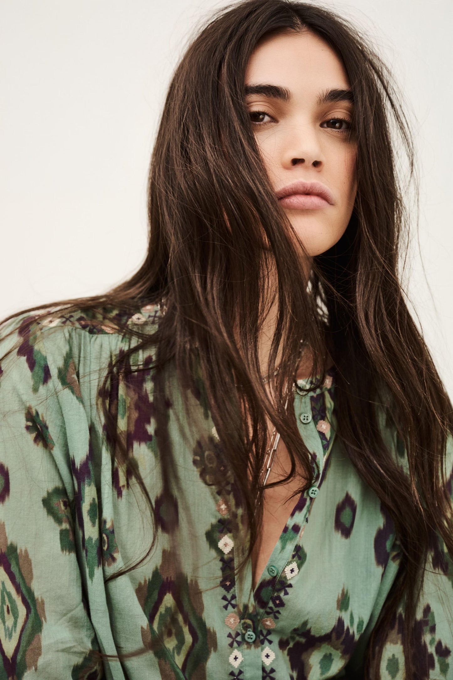 ba&sh Patterned Shirt Odelie Green