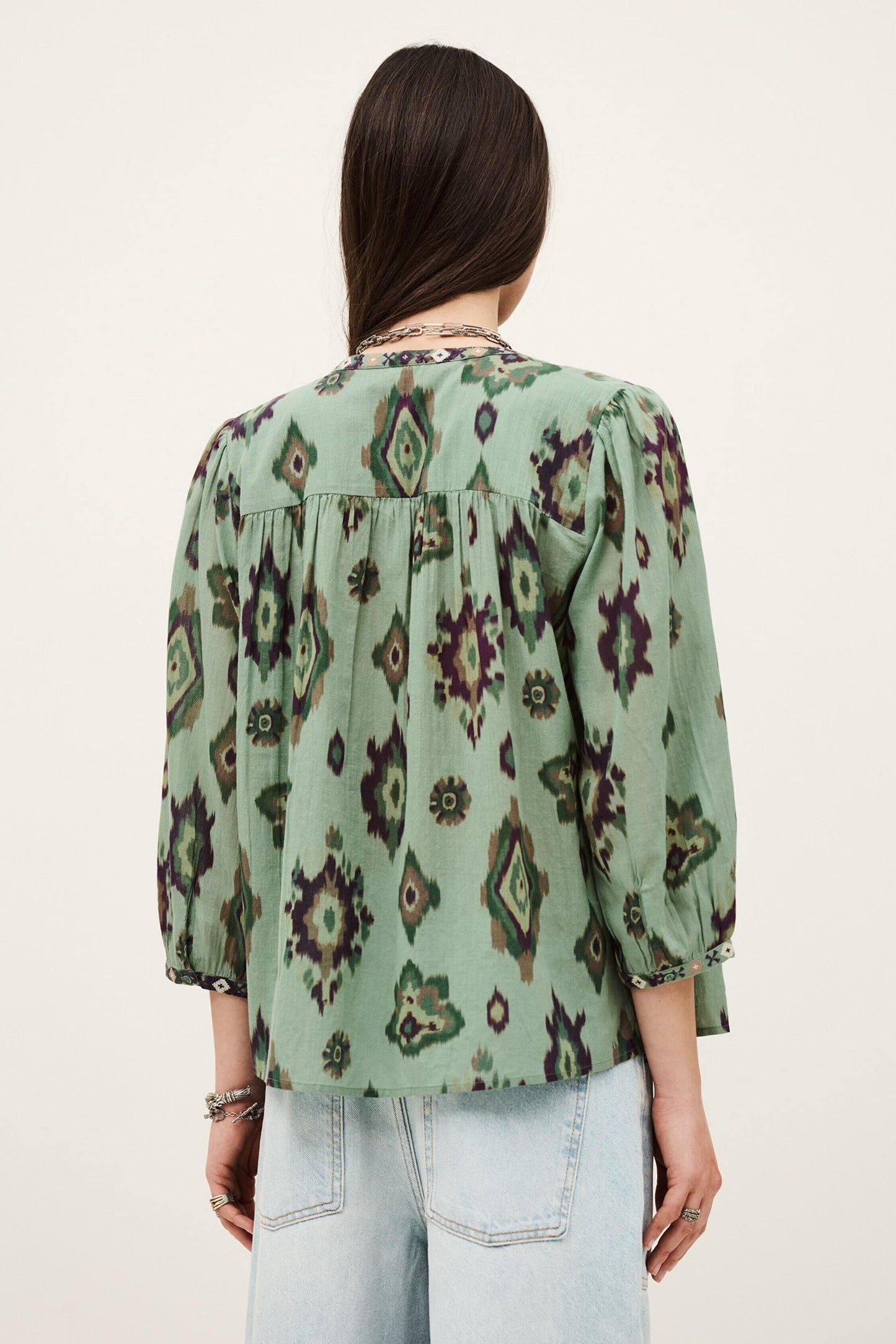 ba&sh Patterned Shirt Odelie Green