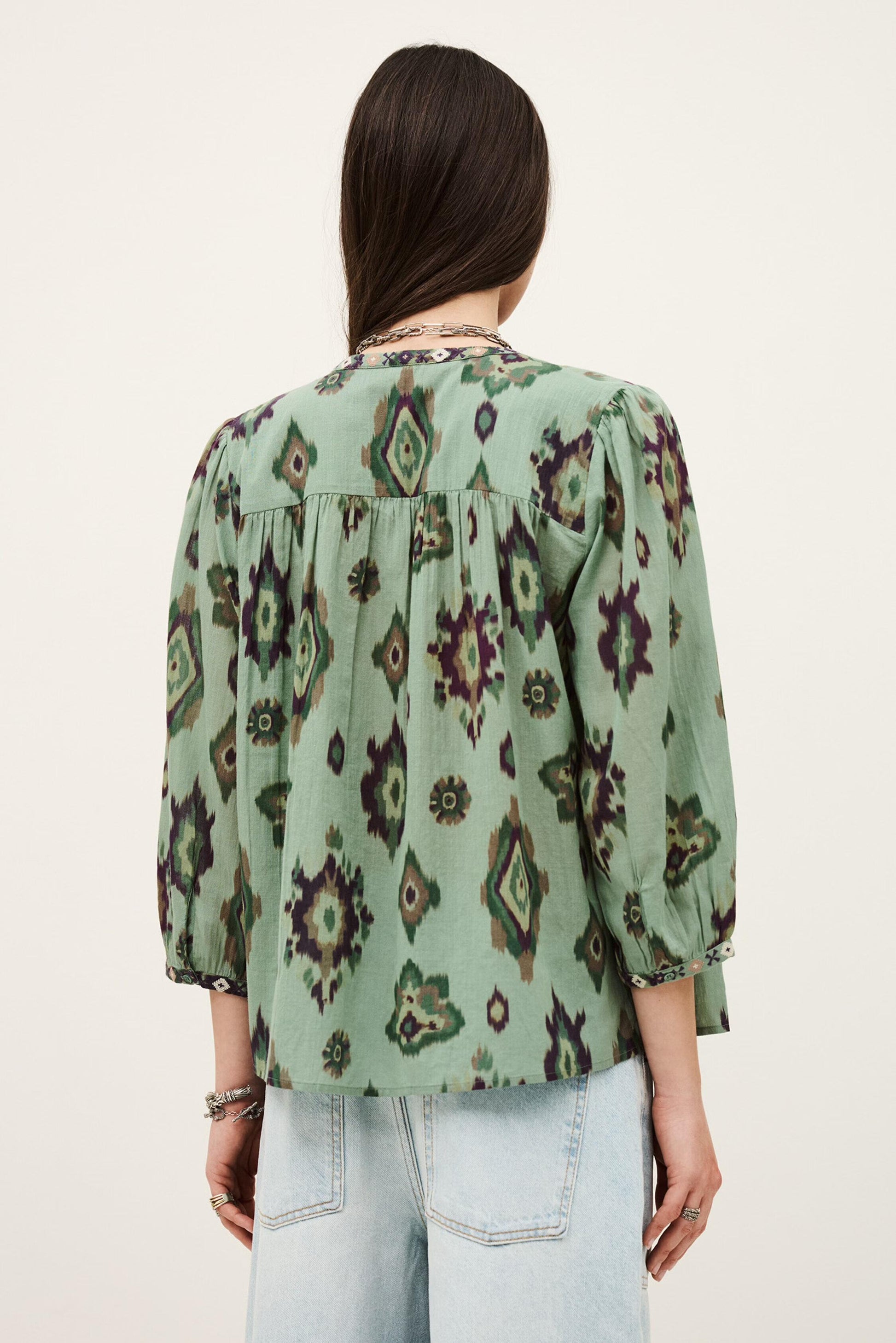 ba&sh Patterned Shirt Odelie Green