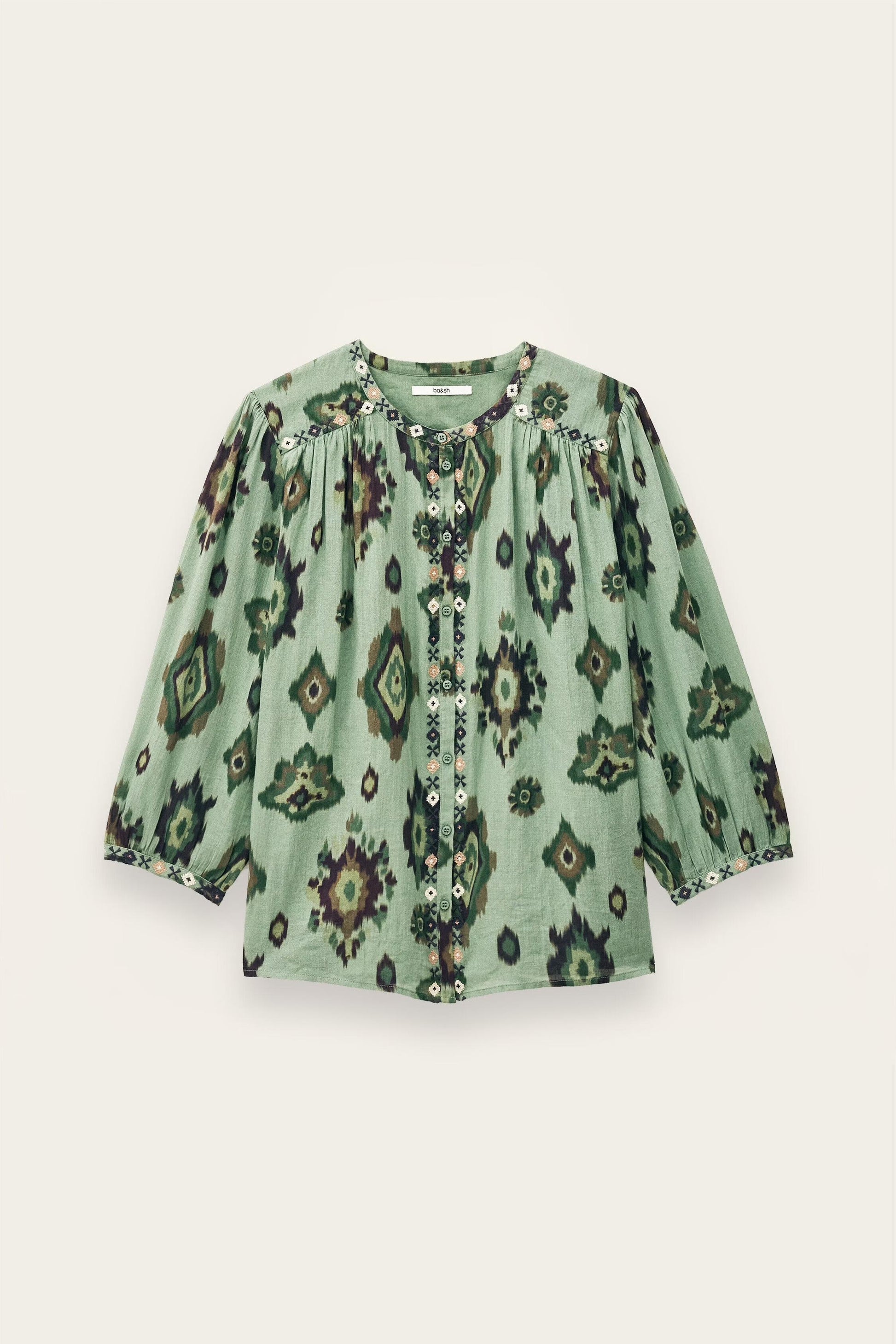 ba&sh Patterned Shirt Odelie Green