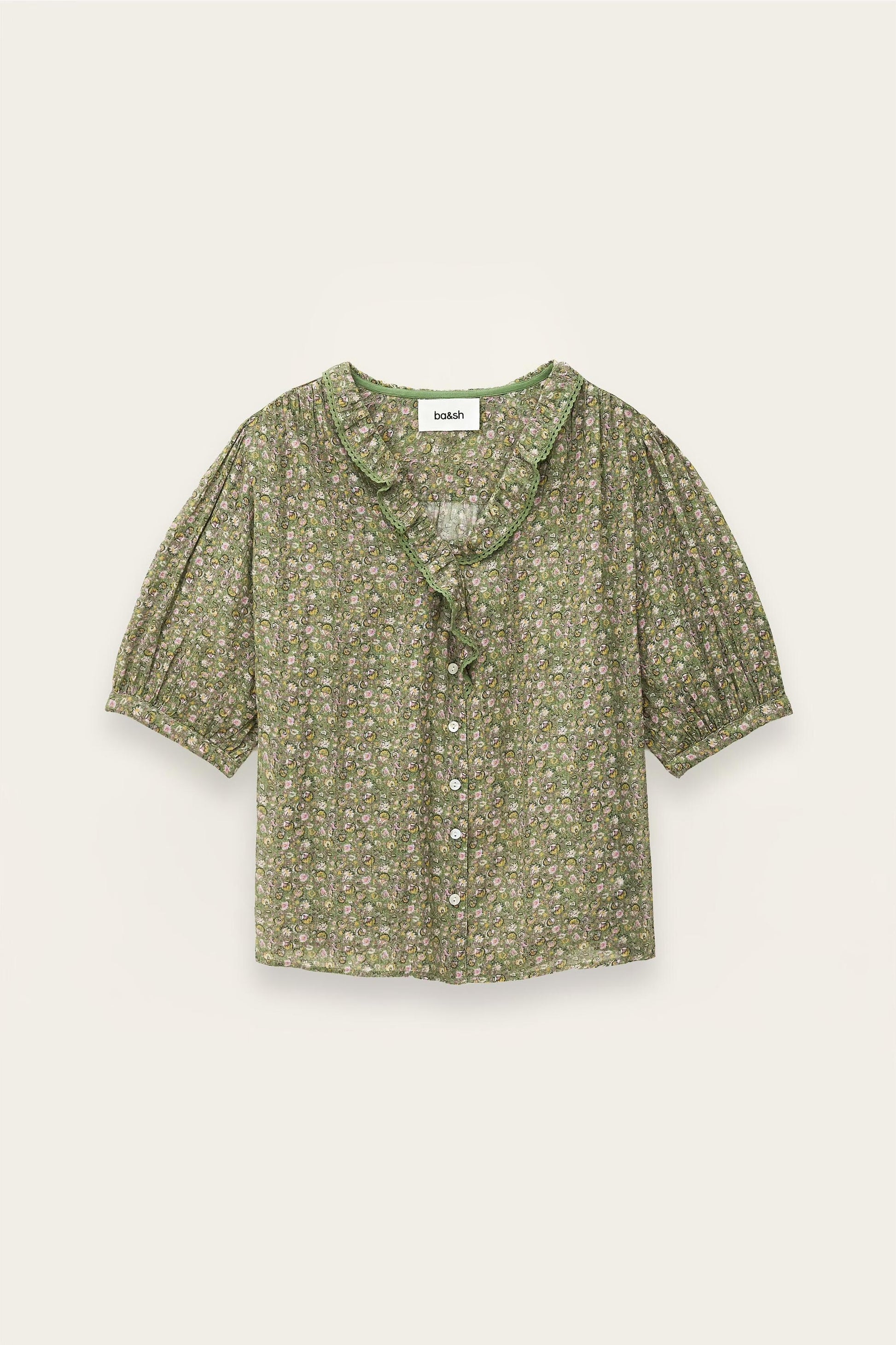 ba&sh Patterned Shirt Physalys Green