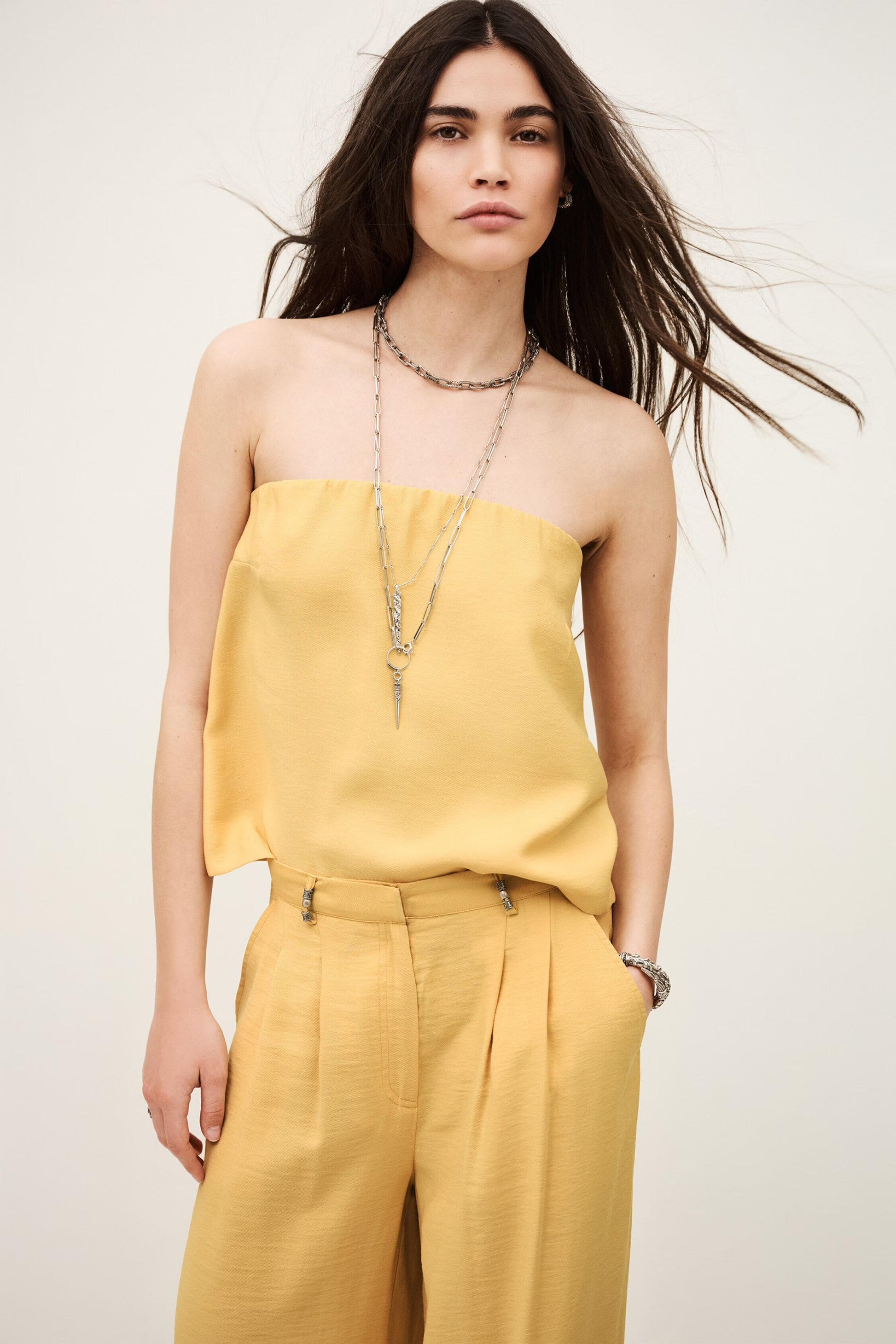 ba&sh Strapless Bustier Top Deborah Yellow
