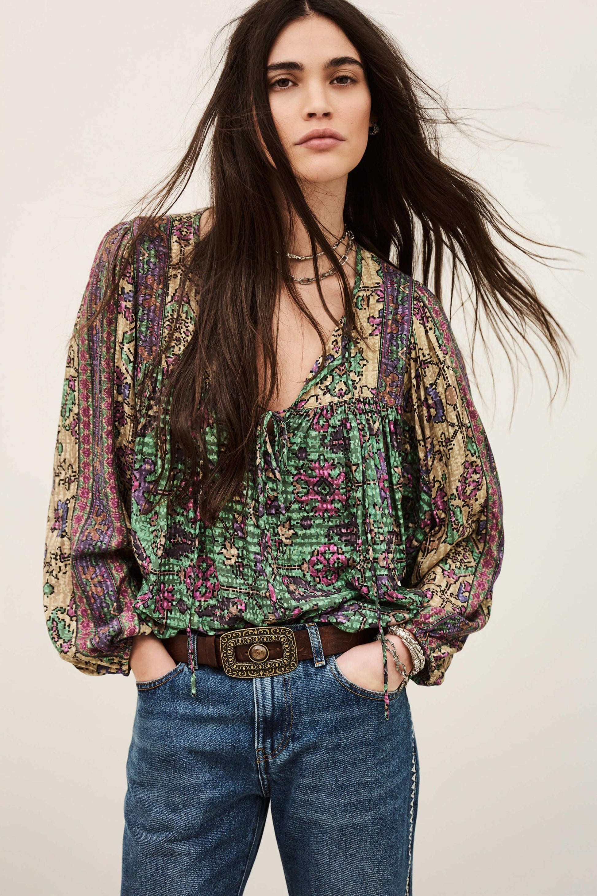 ba&sh Loose Blouse Pamila Green