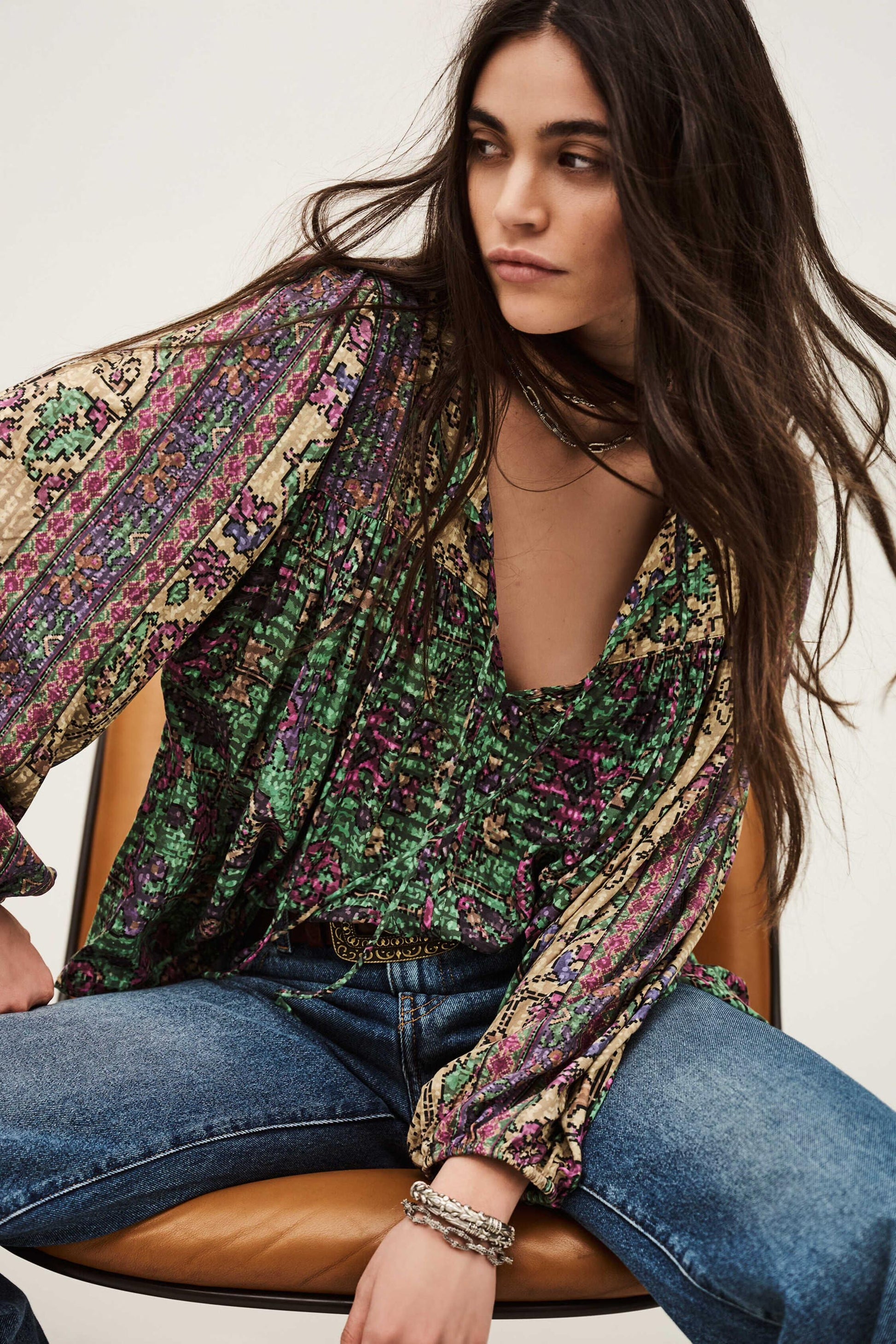 ba&sh Loose Blouse Pamila Green