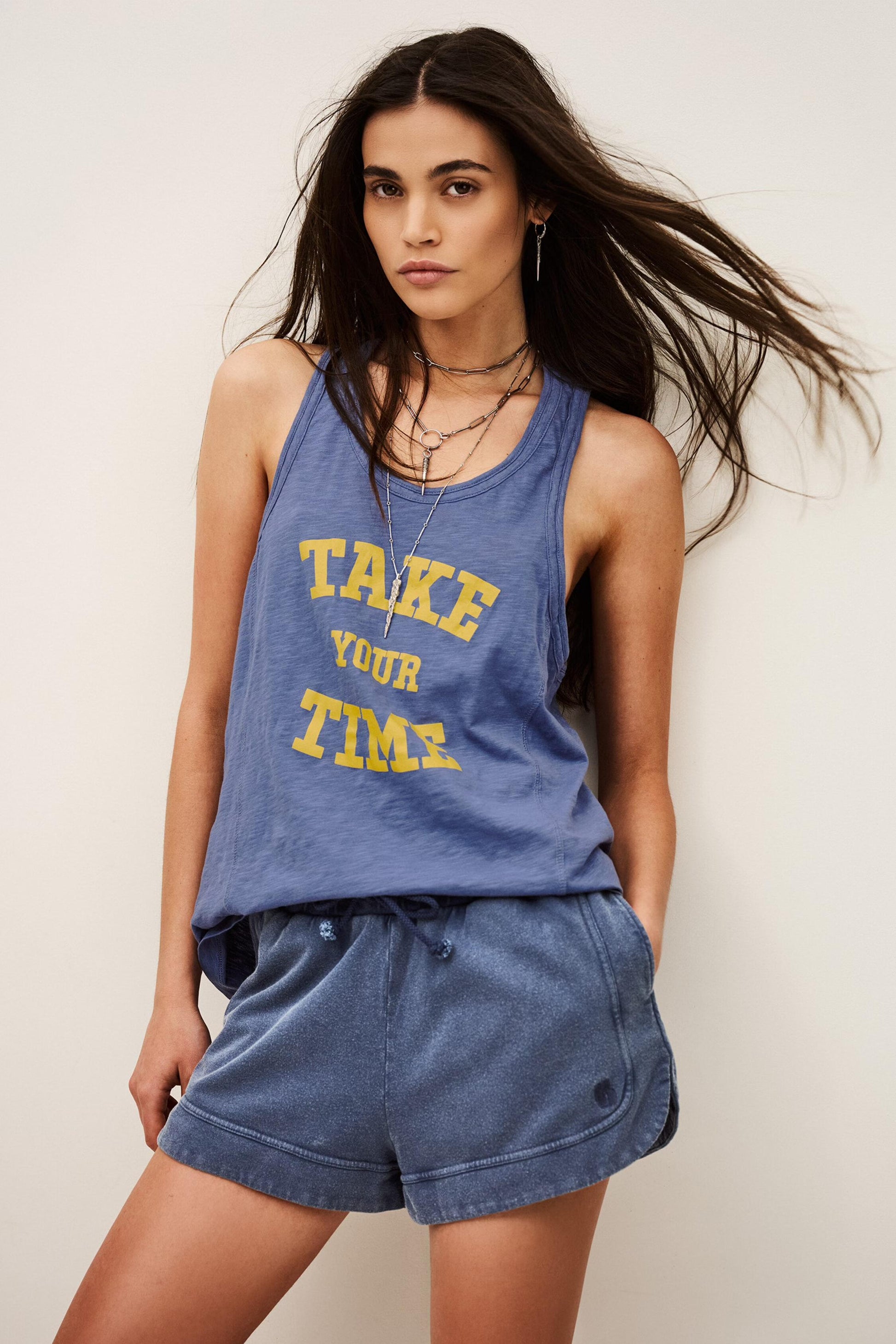 ba&sh Cotton Sports Tank Vilma Blue