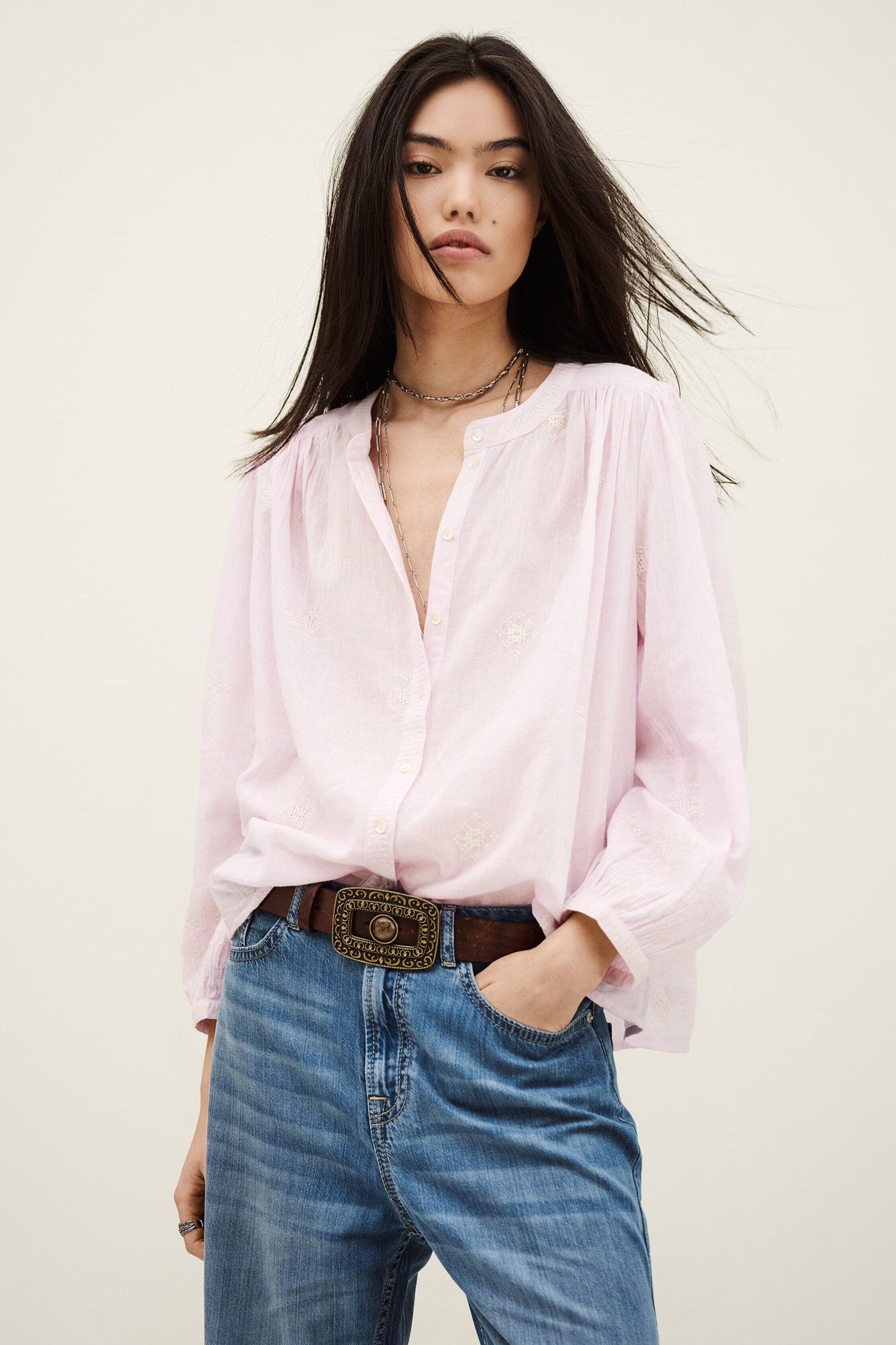 ba&sh Oversized Cotton Blouse Duha Purple