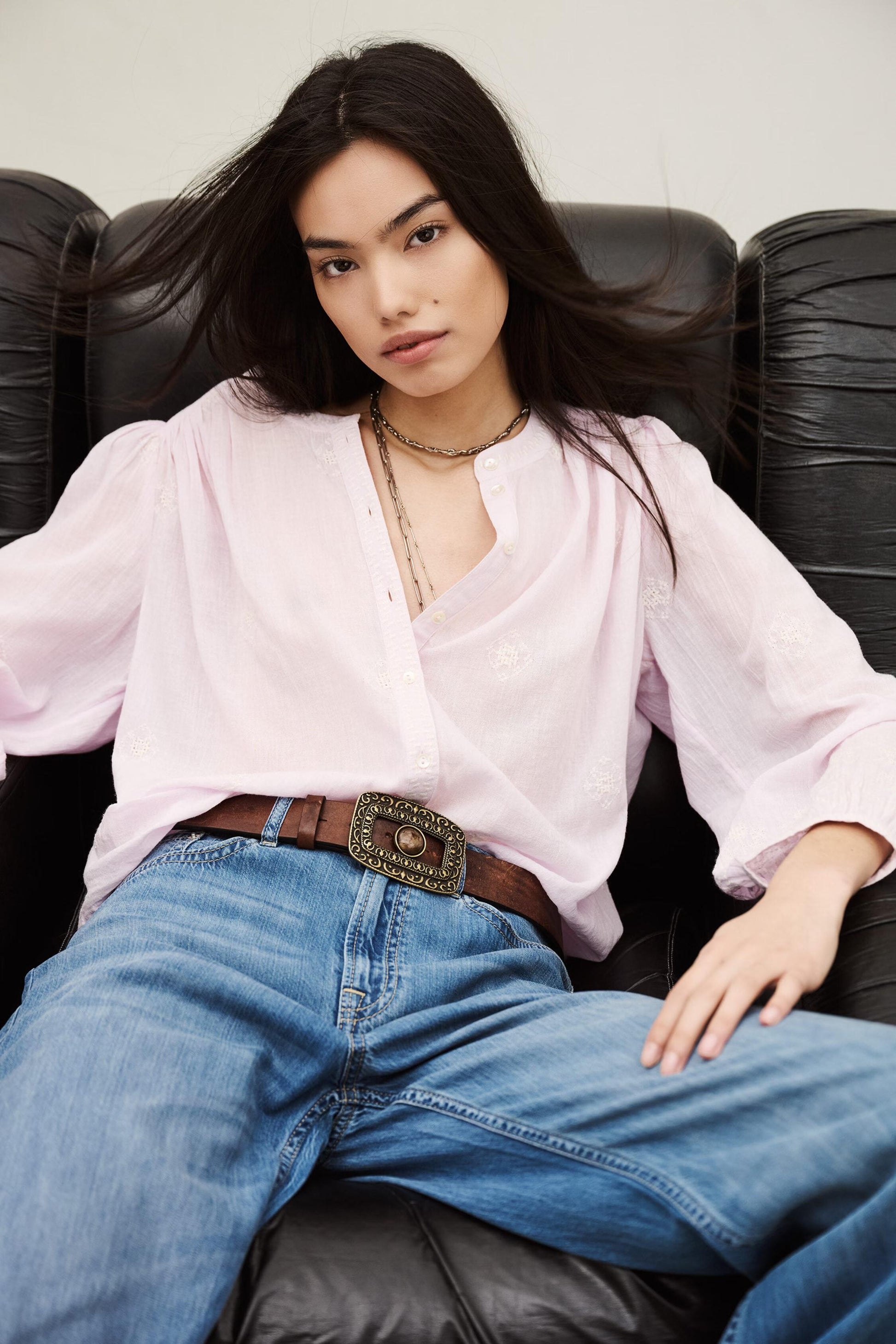 ba&sh Oversized Cotton Blouse Duha Purple