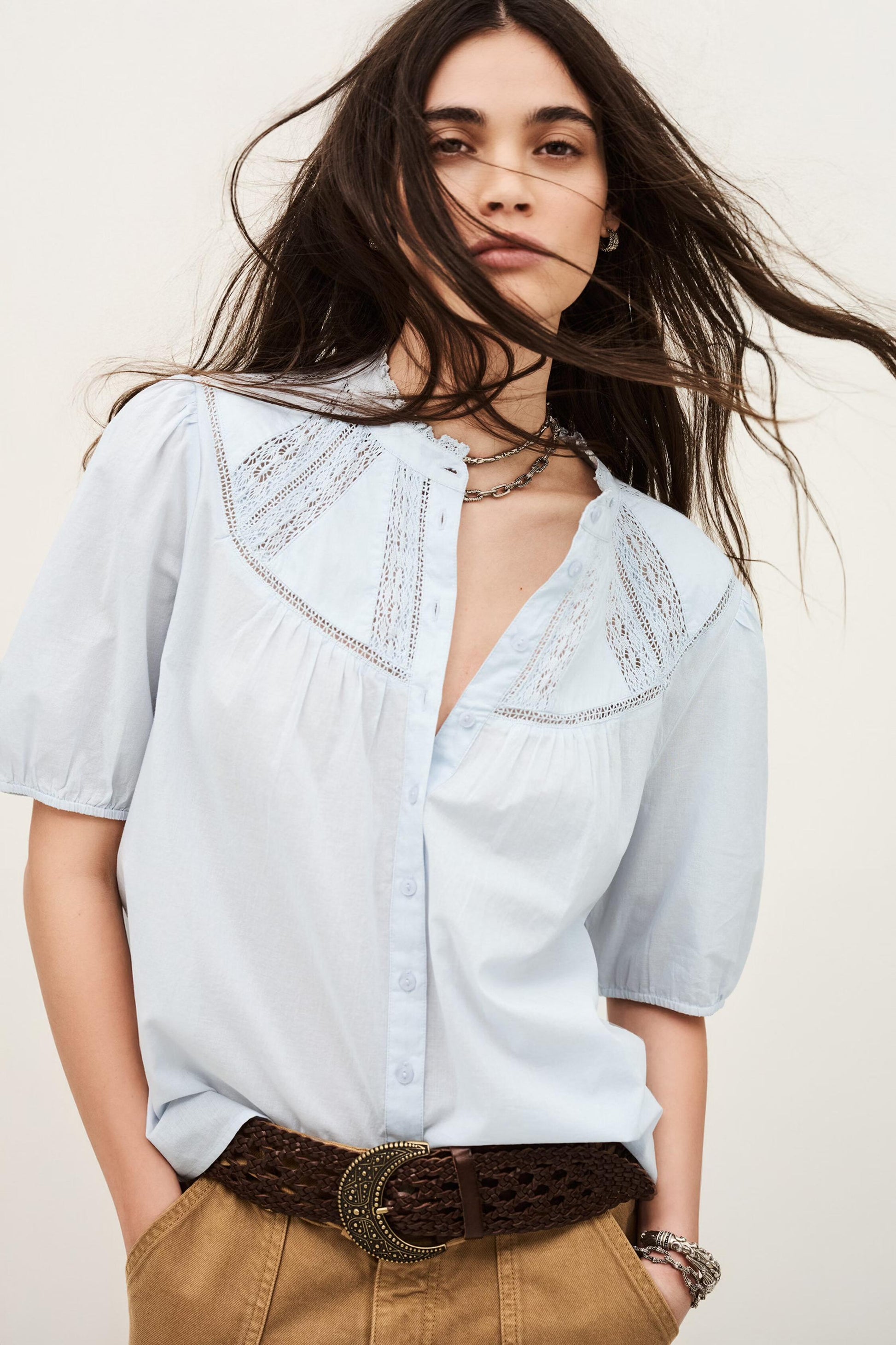 ba&sh Cotton Shirt Nella Blue