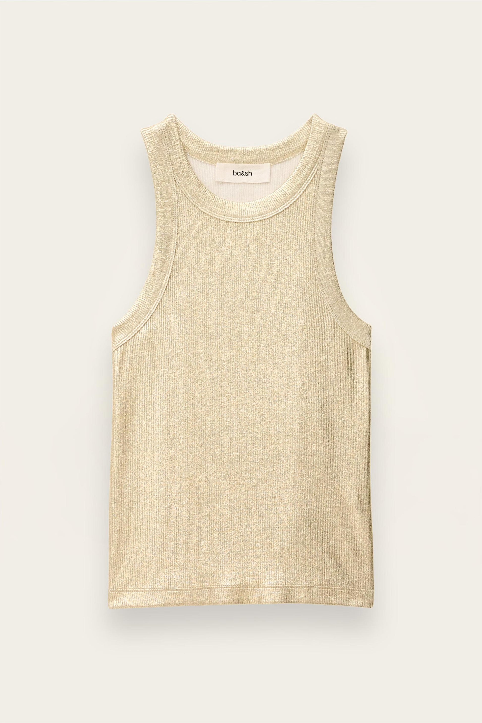 ba&sh Ribbed Lurex Effect Tank Top Shadey Gold