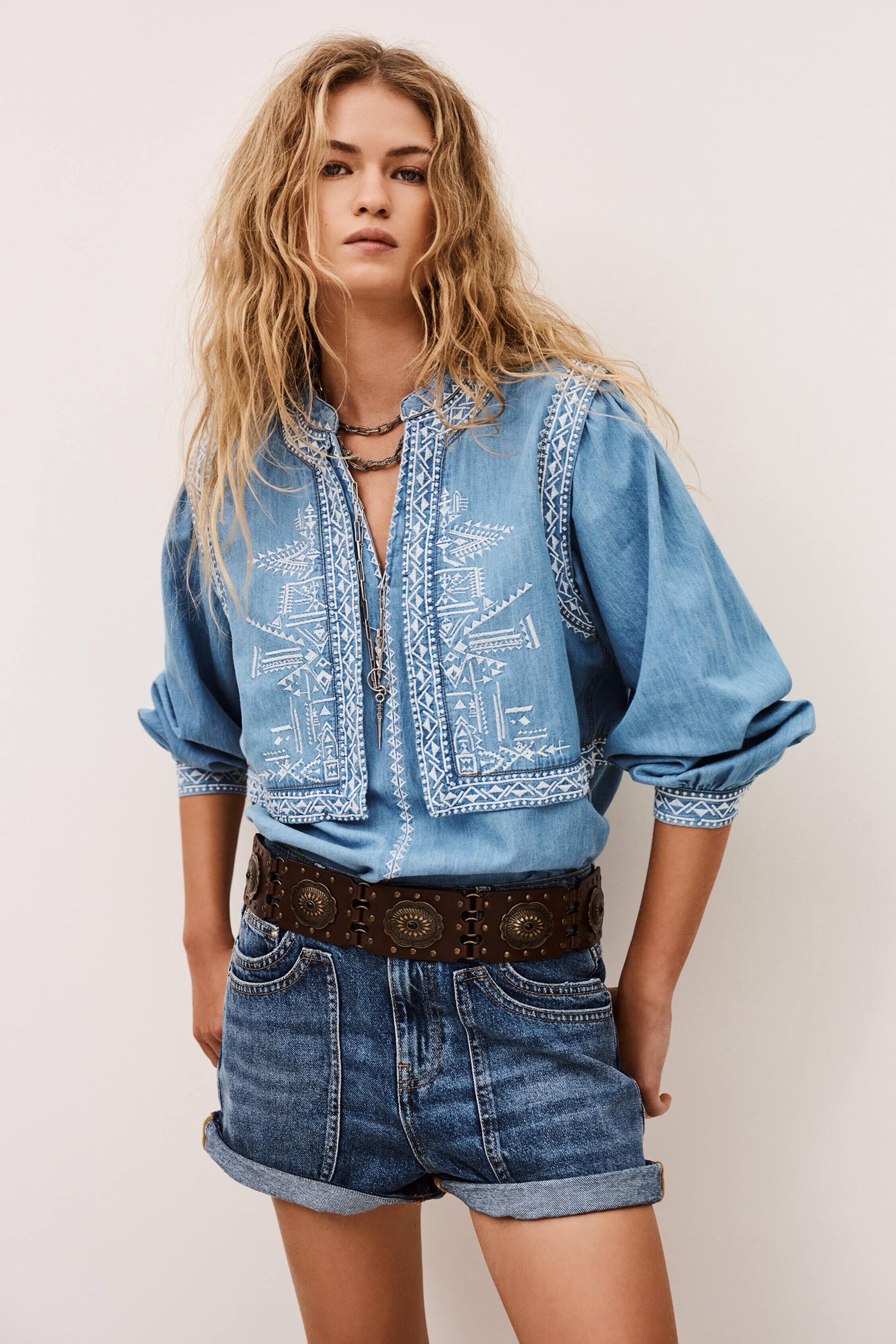 ba&sh Denim Shirt Laura Blue