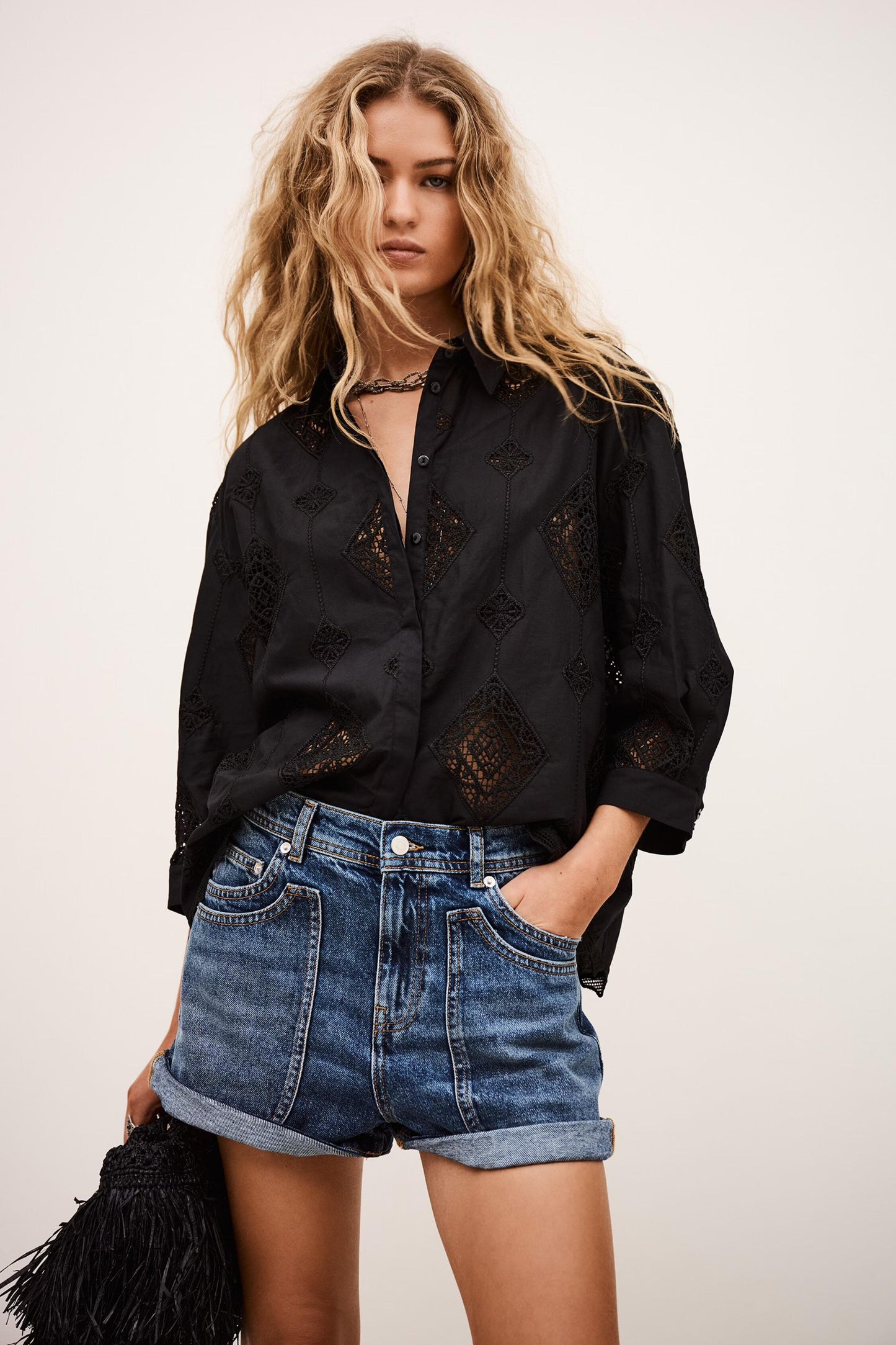 ba&sh 3/4-Sleeved Shirt Muriel Black