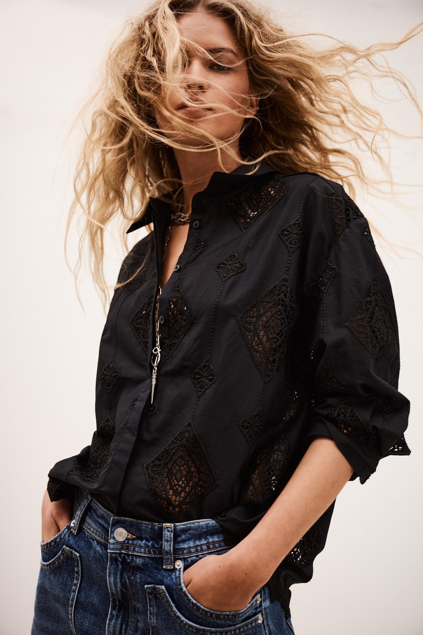 ba&sh 3/4-Sleeved Shirt Muriel Black