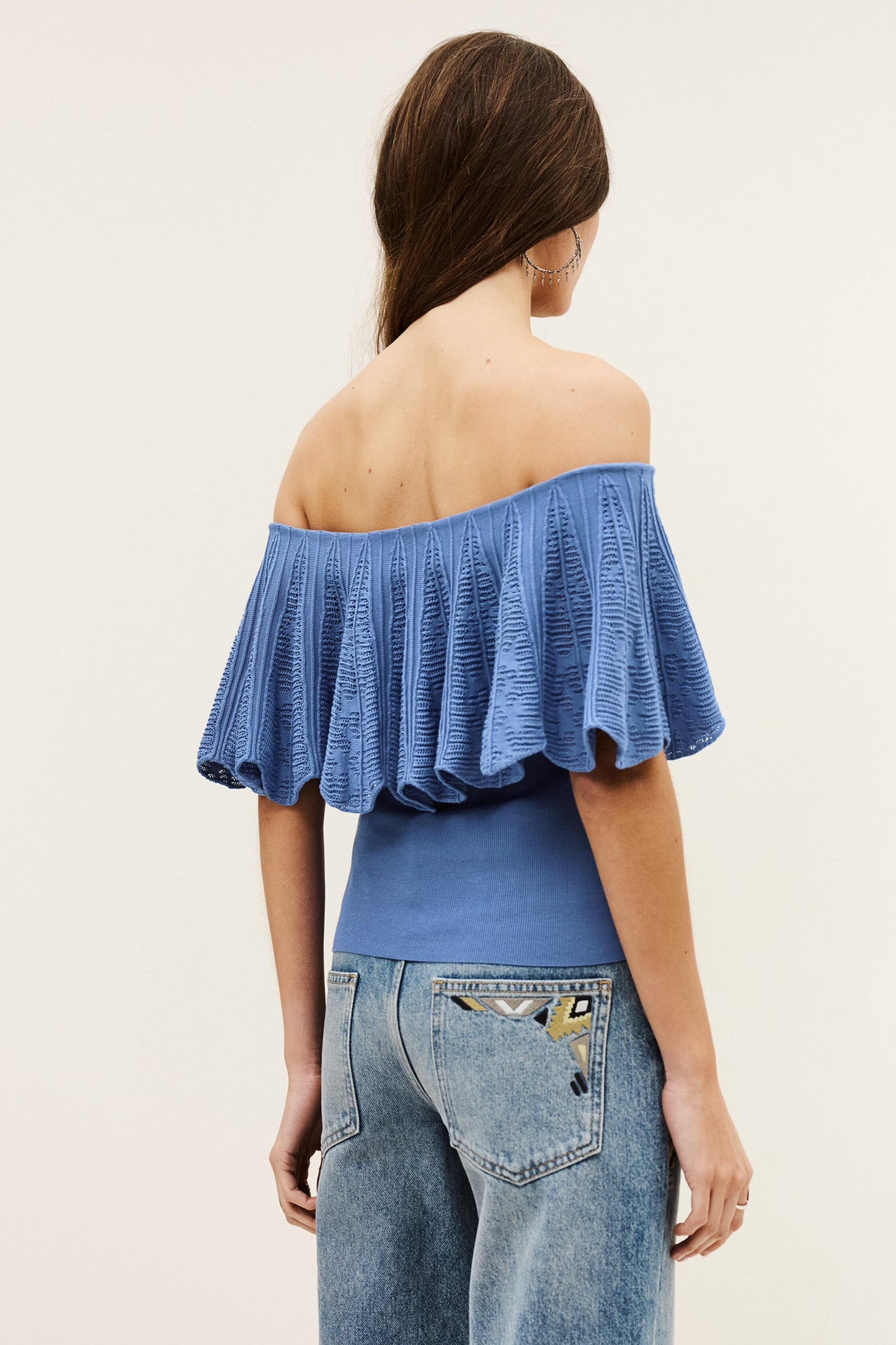 ba&sh Off-The-Shoulder Top Salda Blue