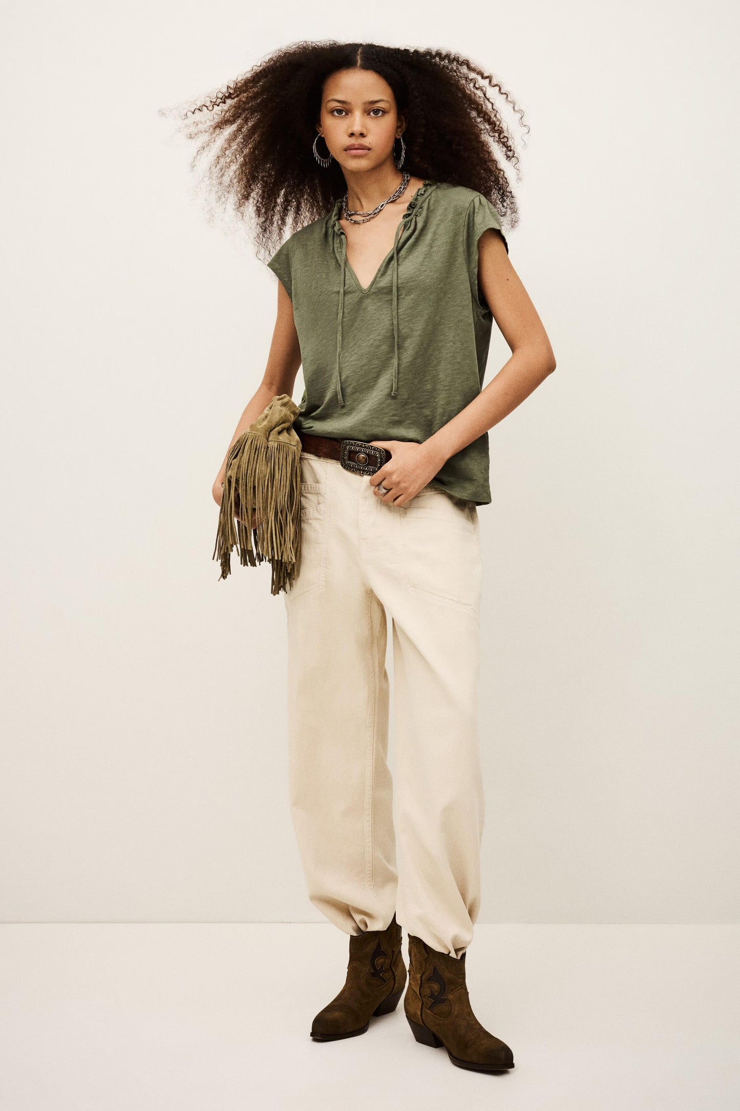 ba&sh Top With Ruffled Sleeves Very Green