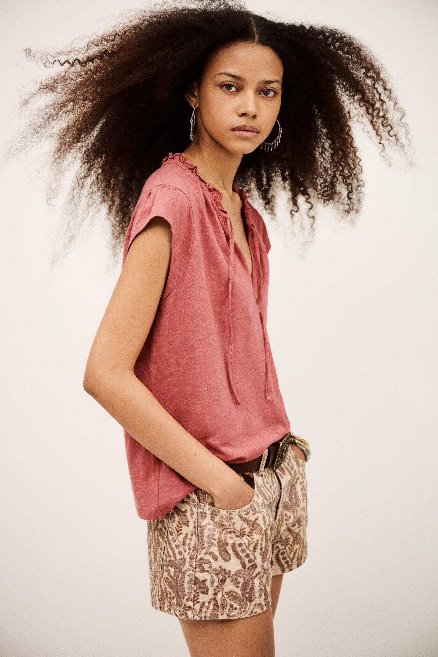 ba&sh Top With Ruffled Sleeves Very Pink