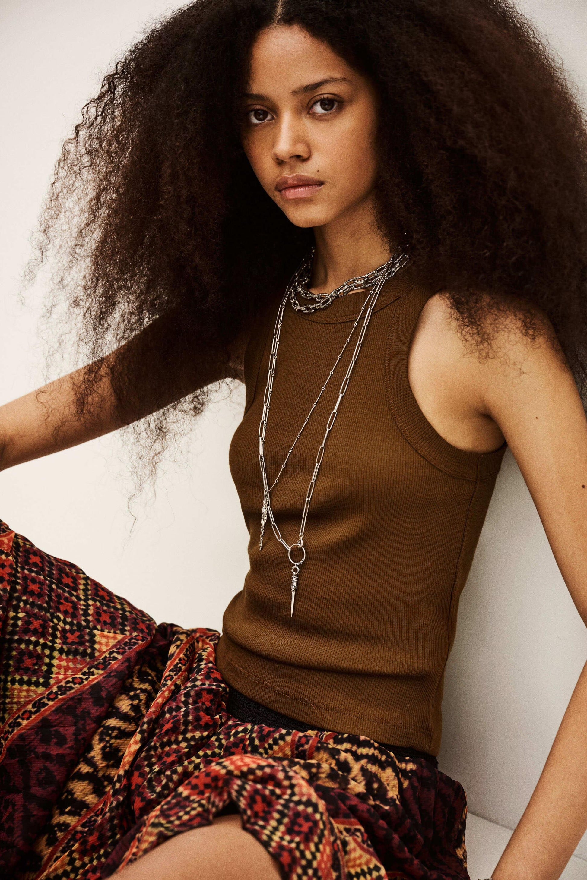 ba&sh Ribbed Cotton Top Cynda Brown