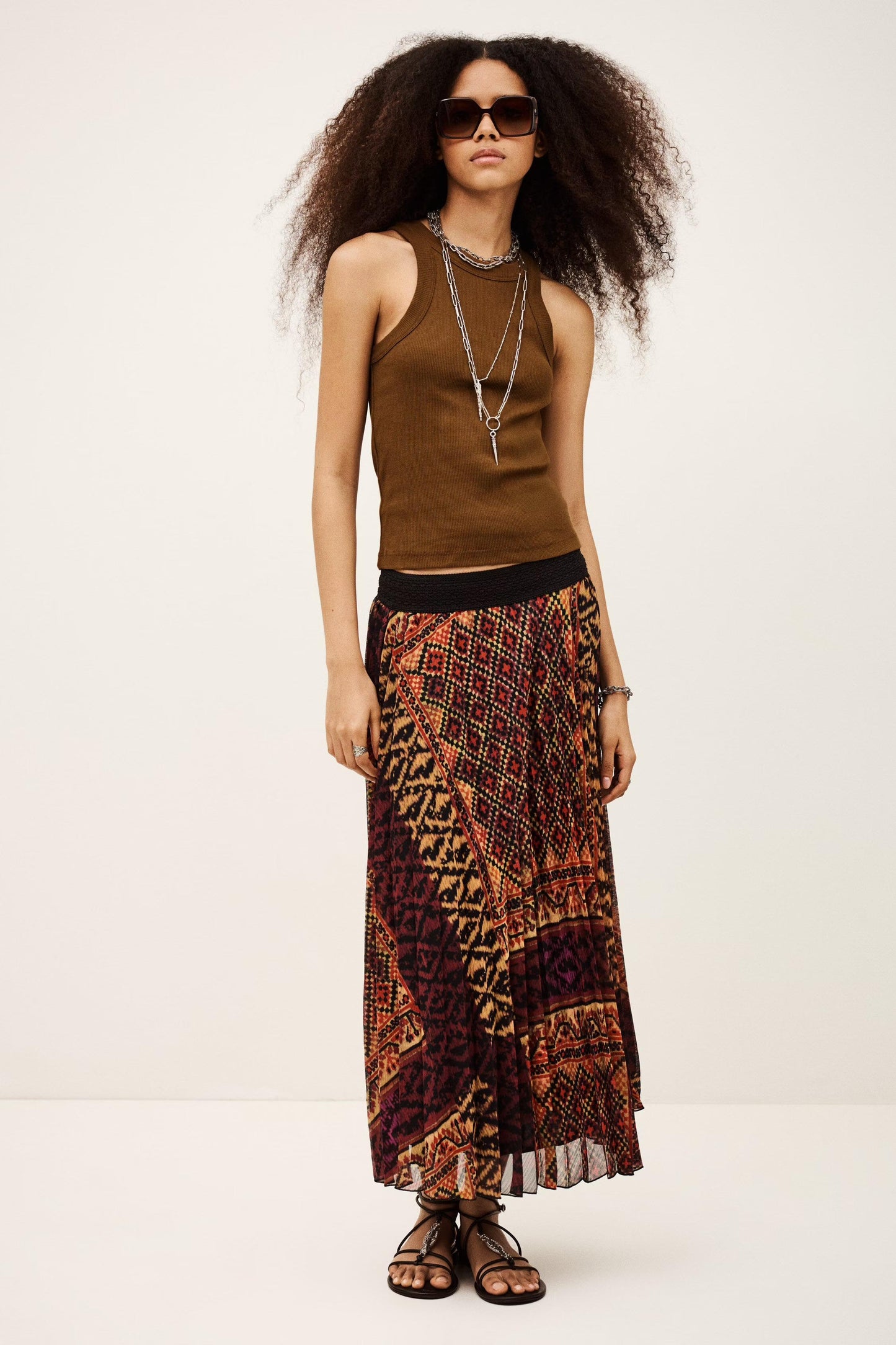 ba&sh Ribbed Cotton Top Cynda Brown