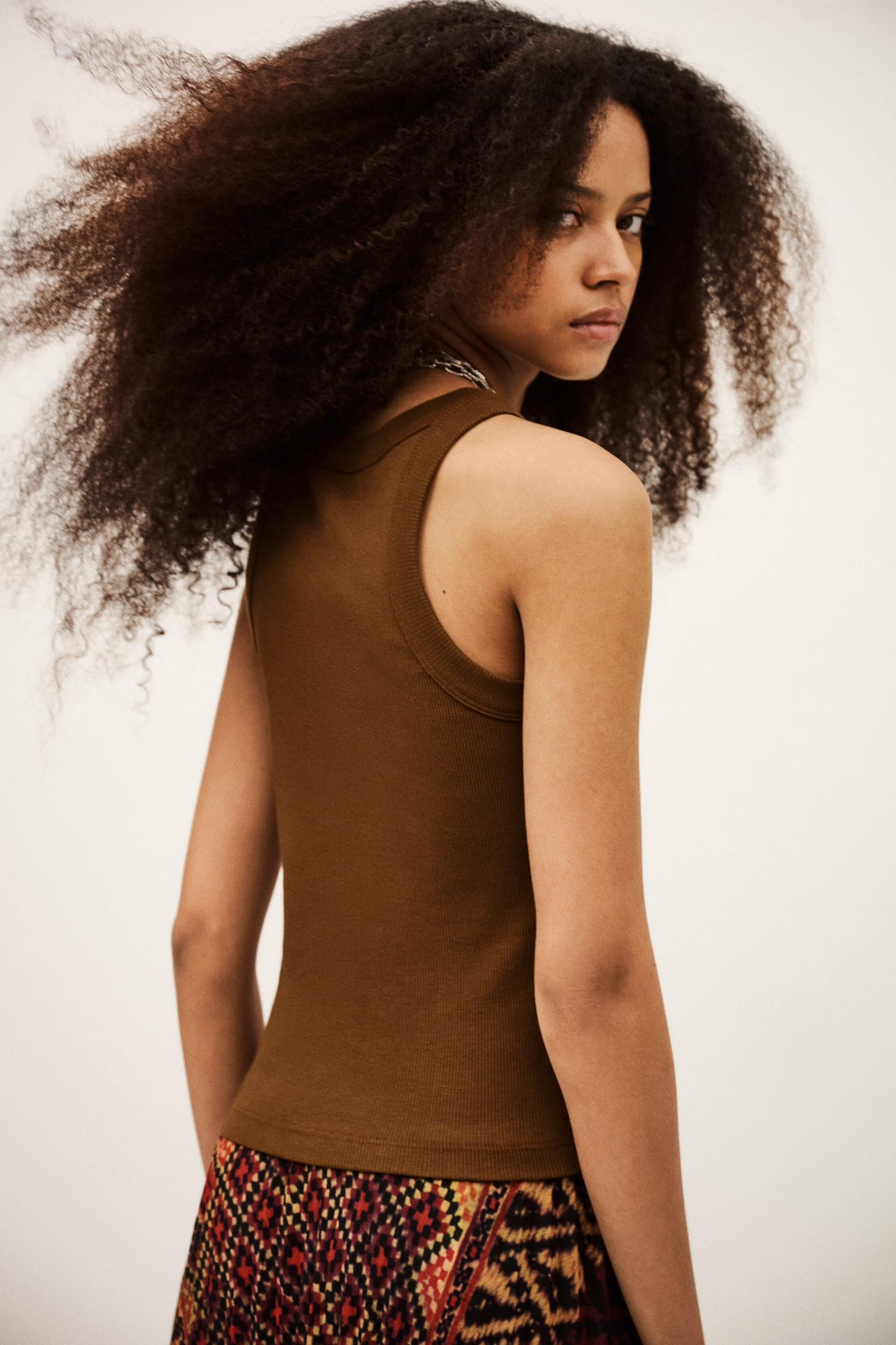 ba&sh Ribbed Cotton Top Cynda Brown
