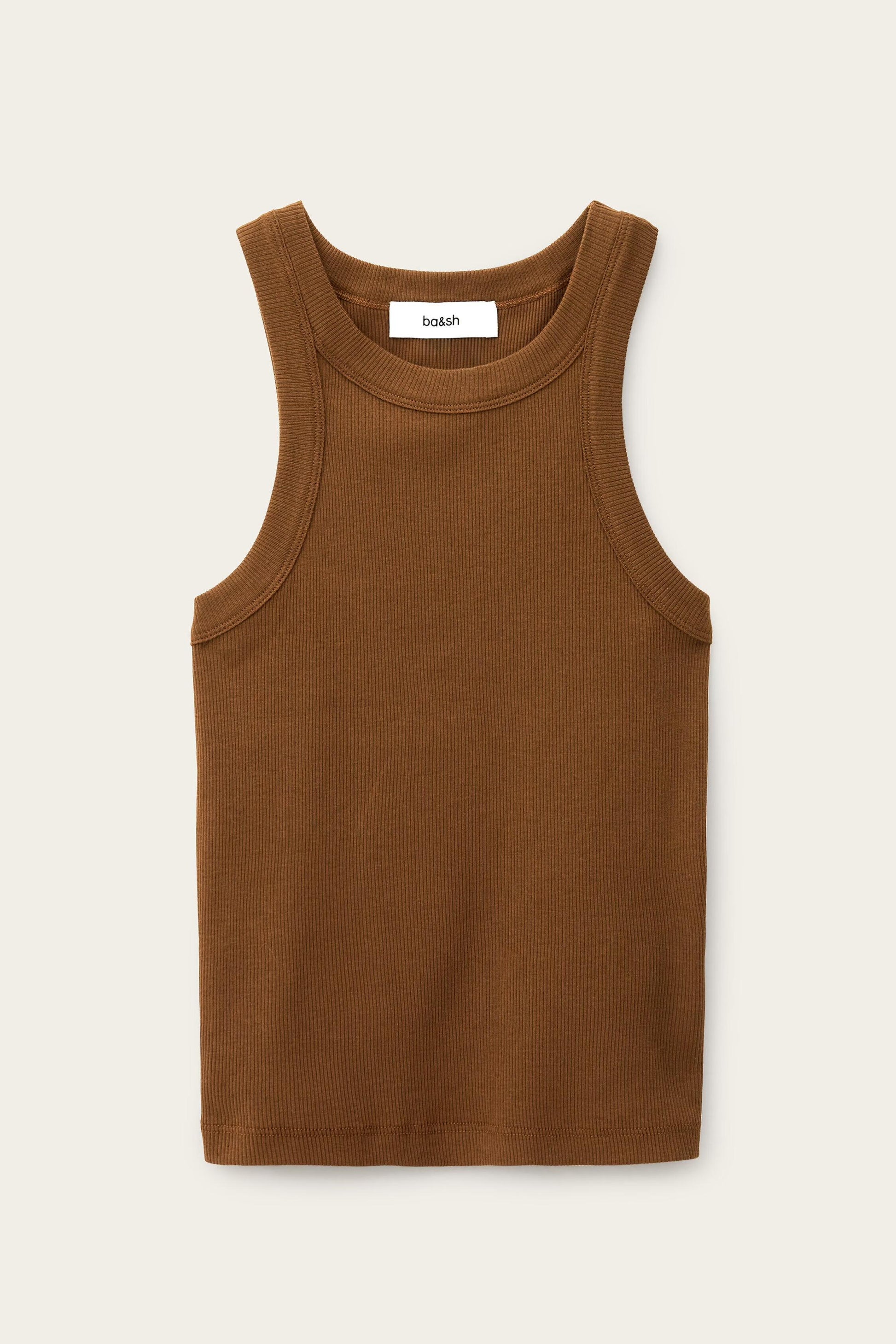 ba&sh Ribbed Cotton Top Cynda Brown