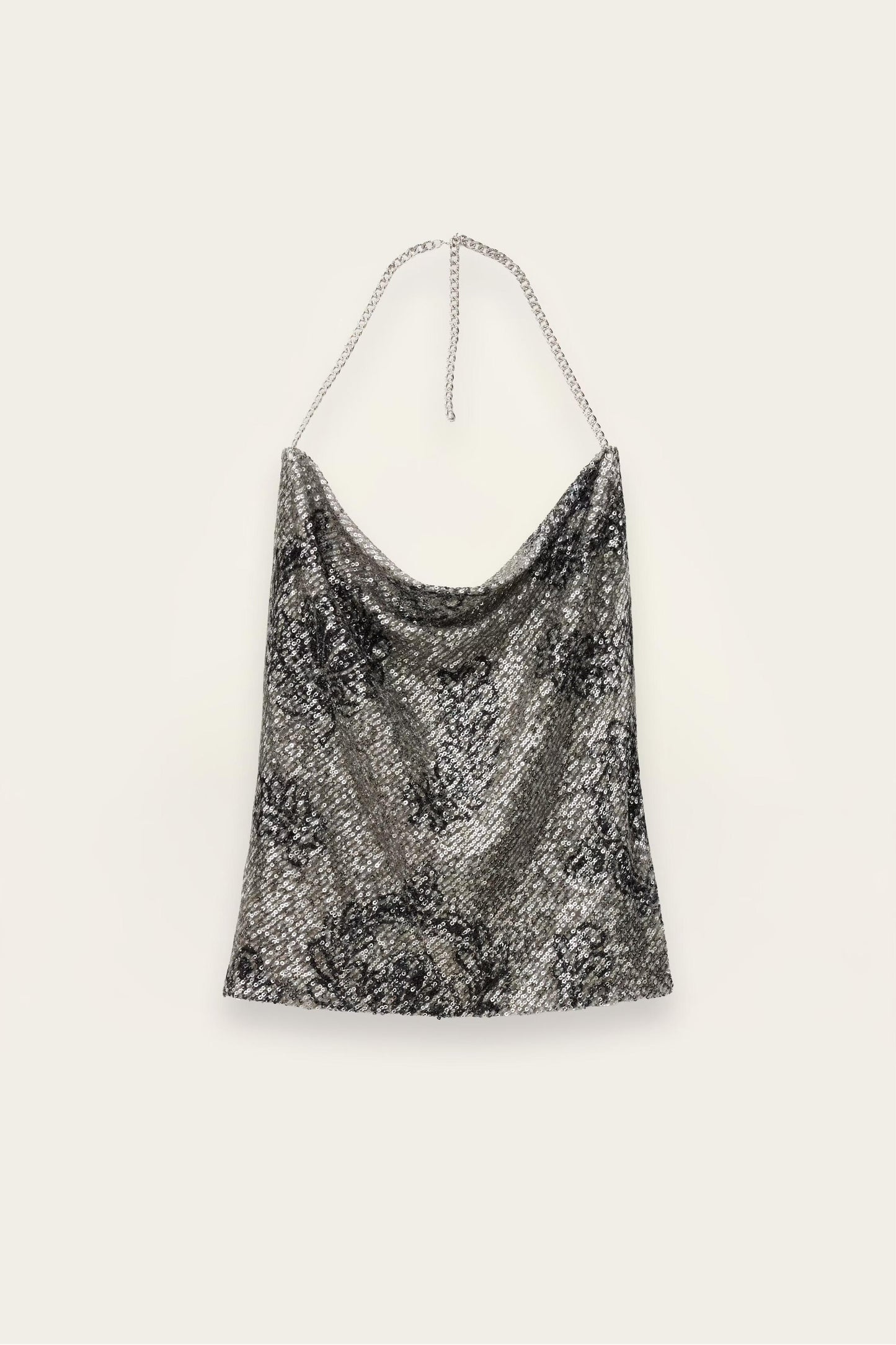ba&sh Sequined Scoop-Neck Top Simona Black