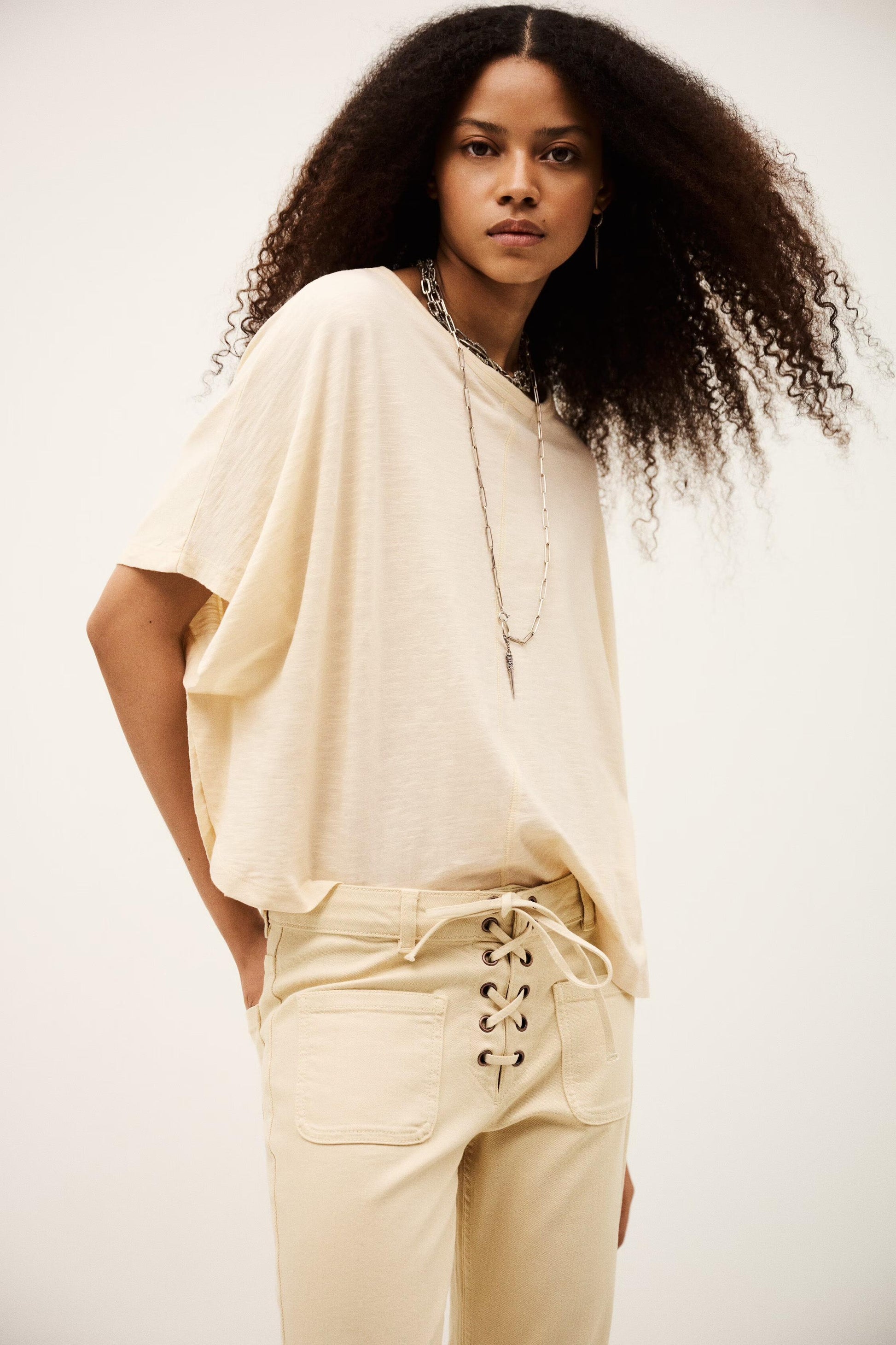 ba&sh Cape T-Shirt Cacia Off-White