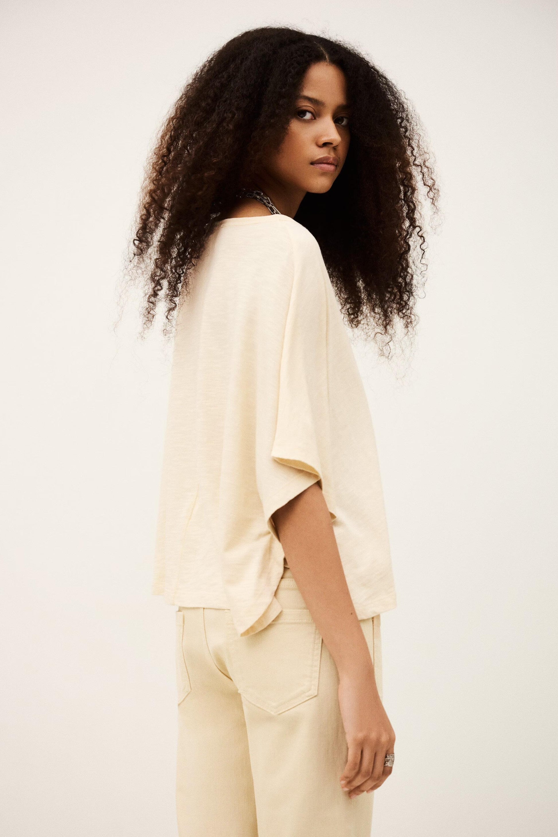 ba&sh Cape T-Shirt Cacia Off-White