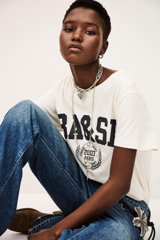 ba&sh College Style T-Shirt Ioni Off-White