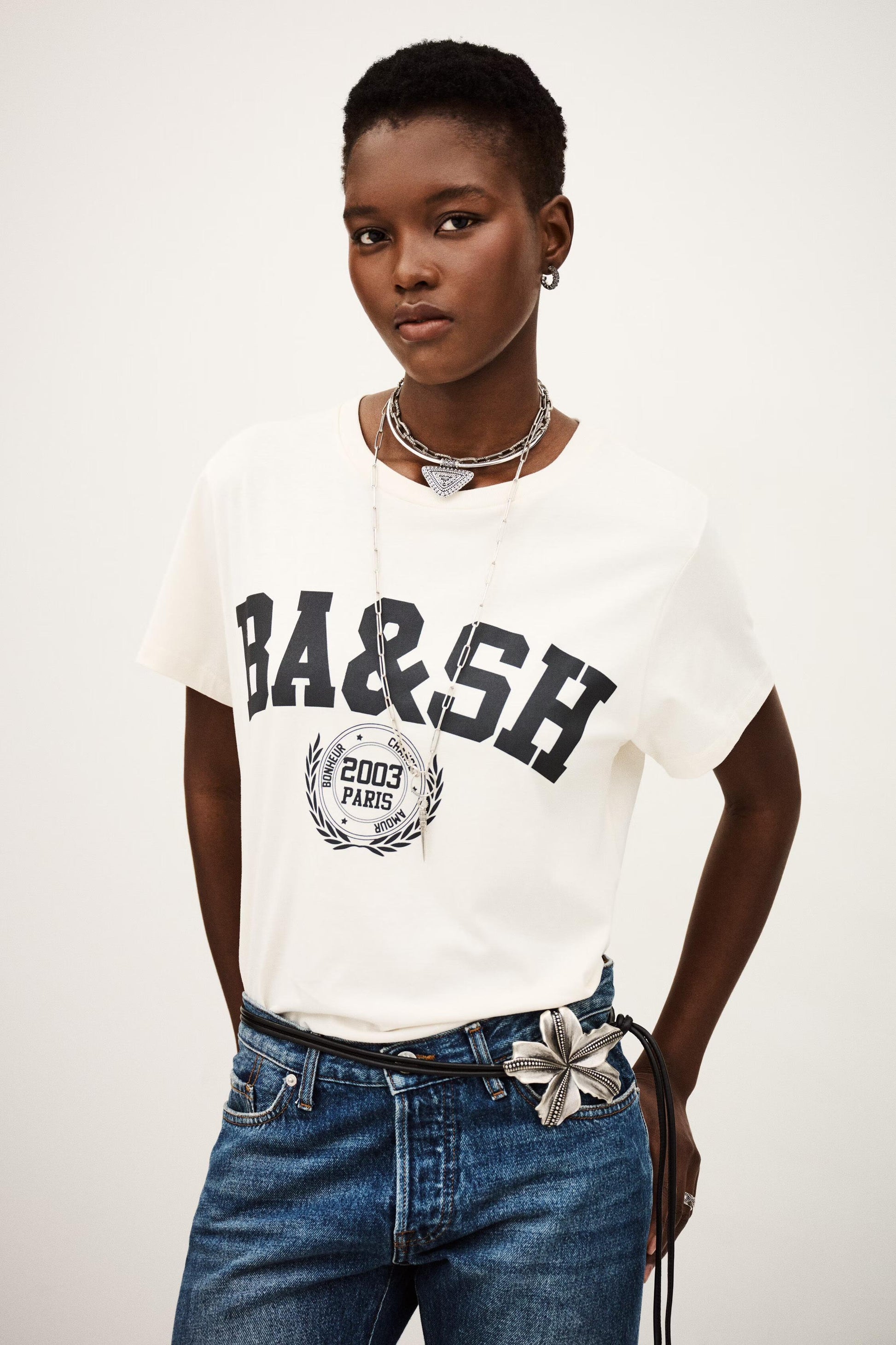 ba&sh College Style T-Shirt Ioni Off-White