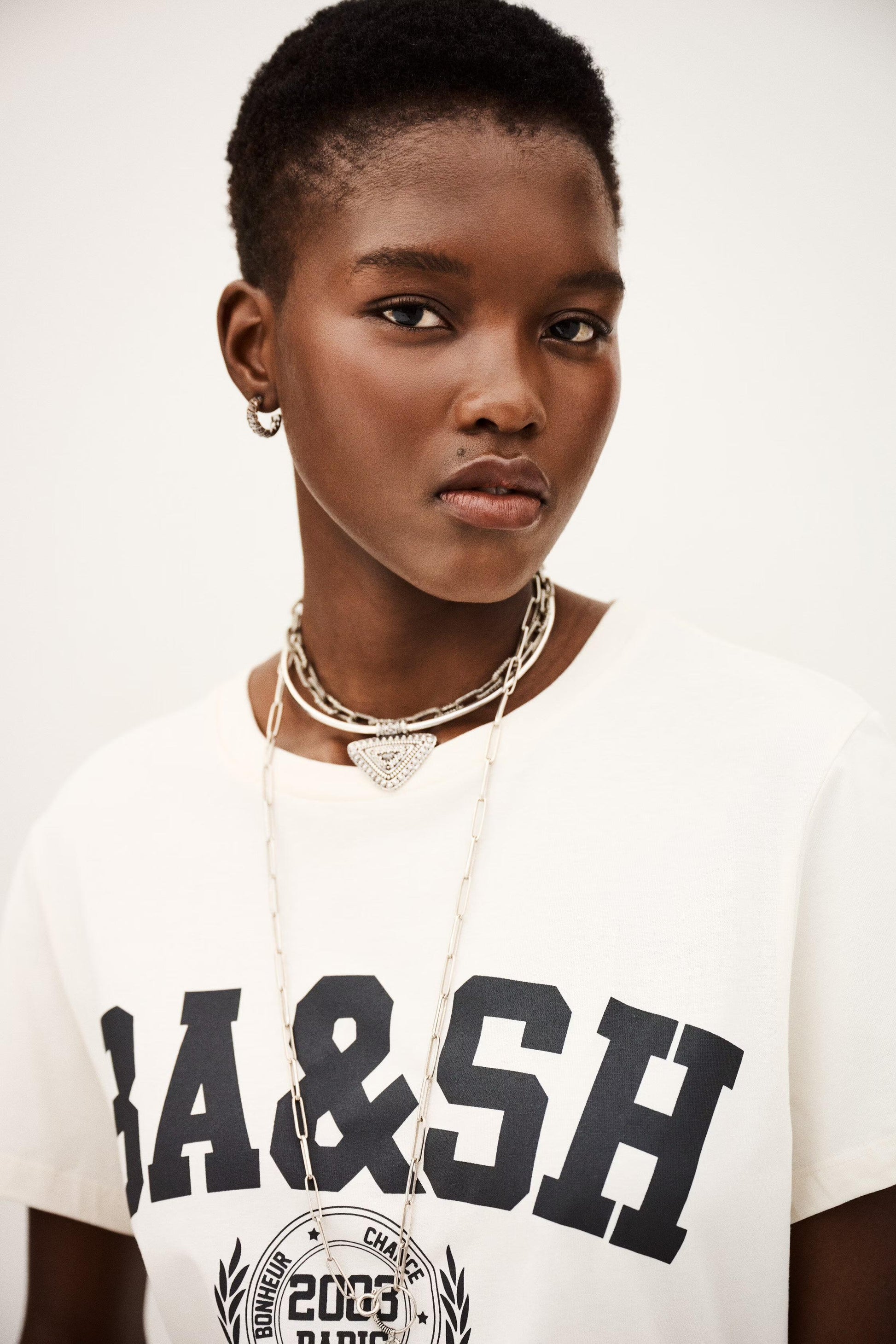 ba&sh College Style T-Shirt Ioni Off-White
