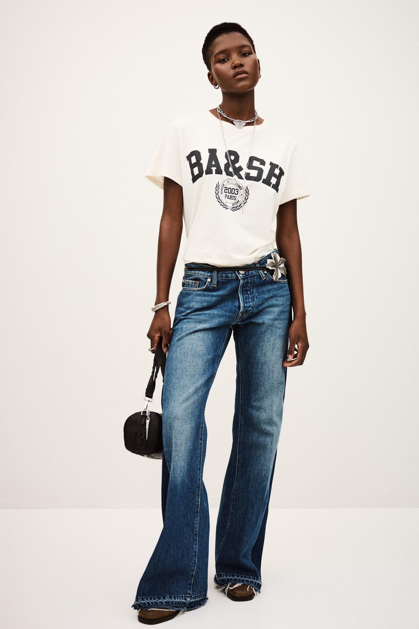 ba&sh College Style T-Shirt Ioni Off-White