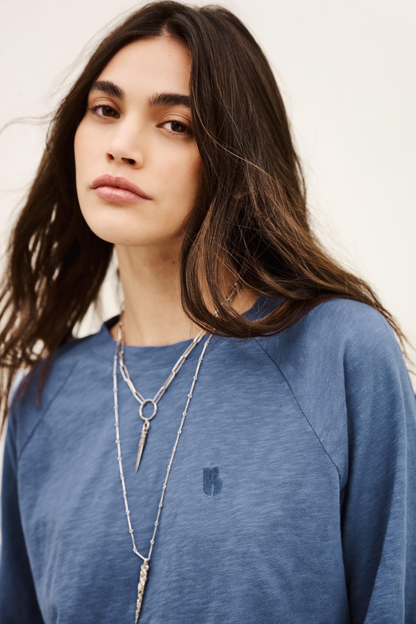 ba&sh Cotton T-Shirt Vany Blue