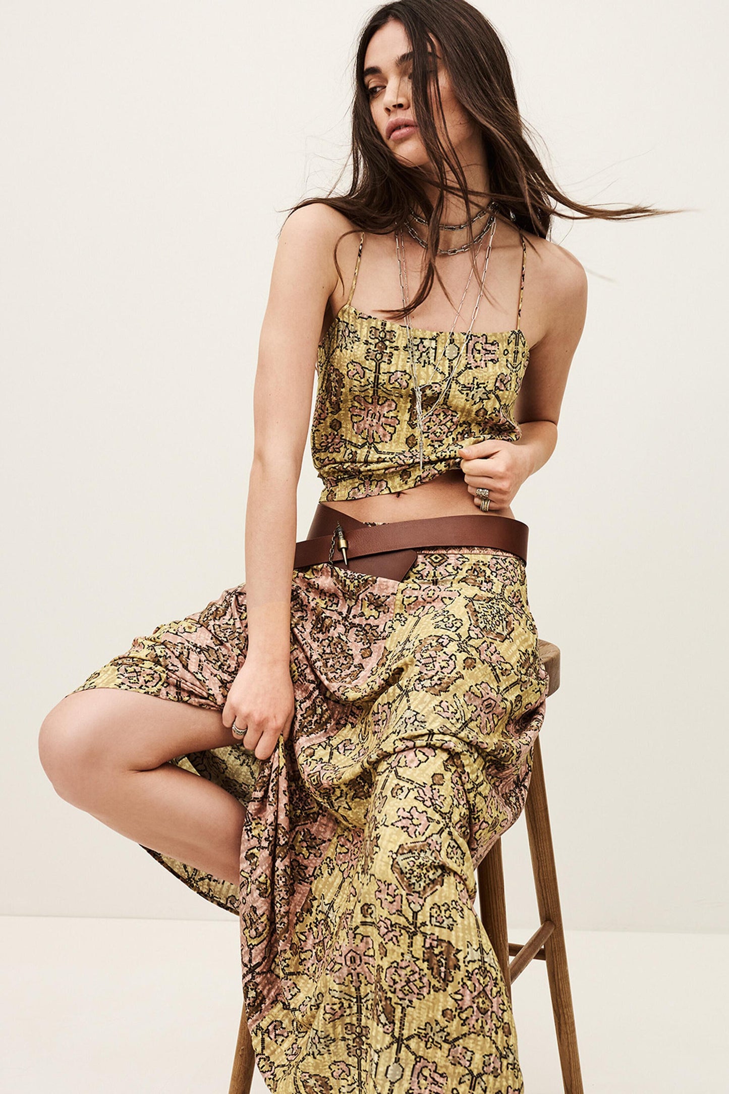 ba&sh Midi Skirt Pario Yellow