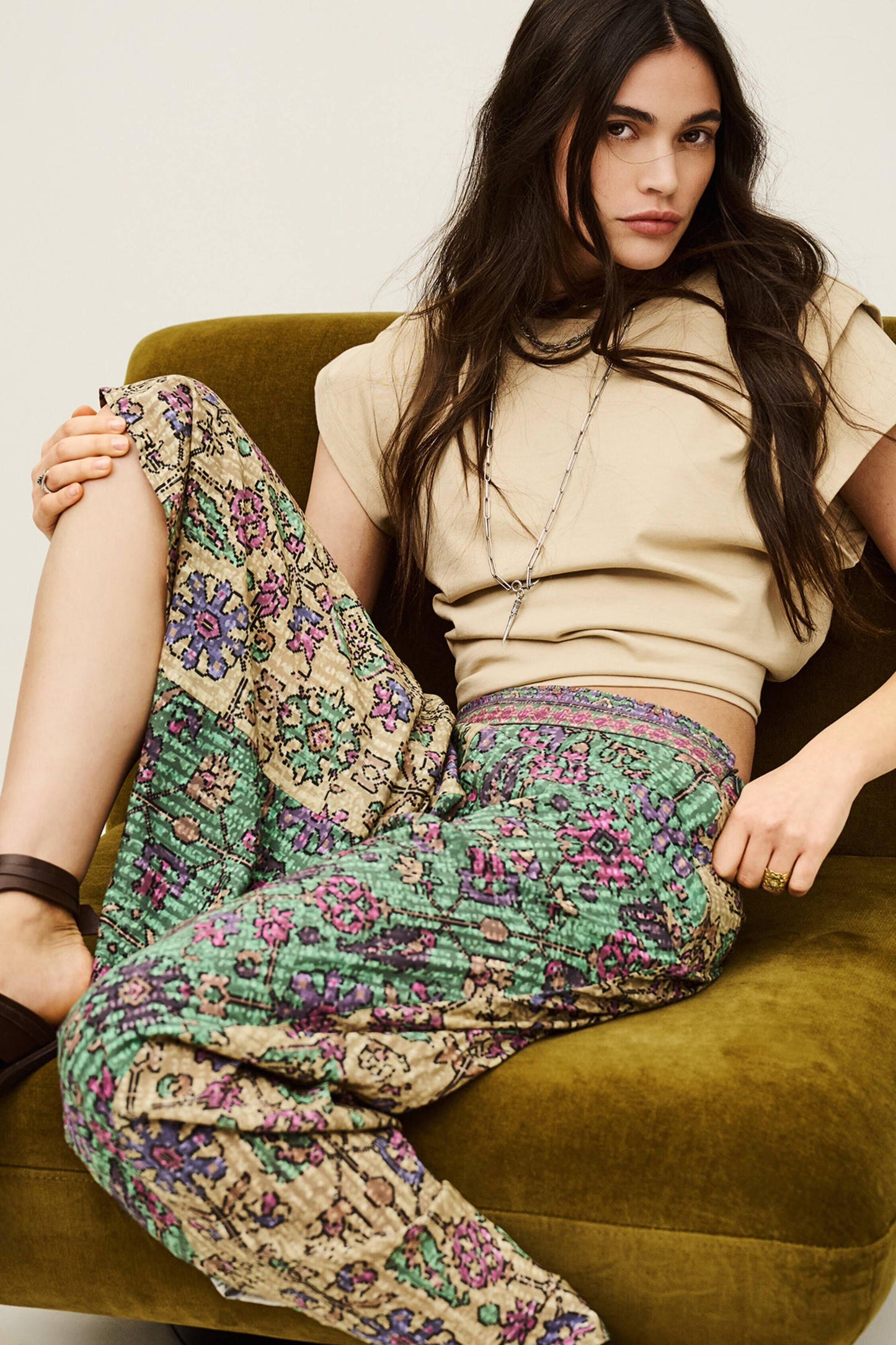 ba&sh Midi Skirt Pario Green