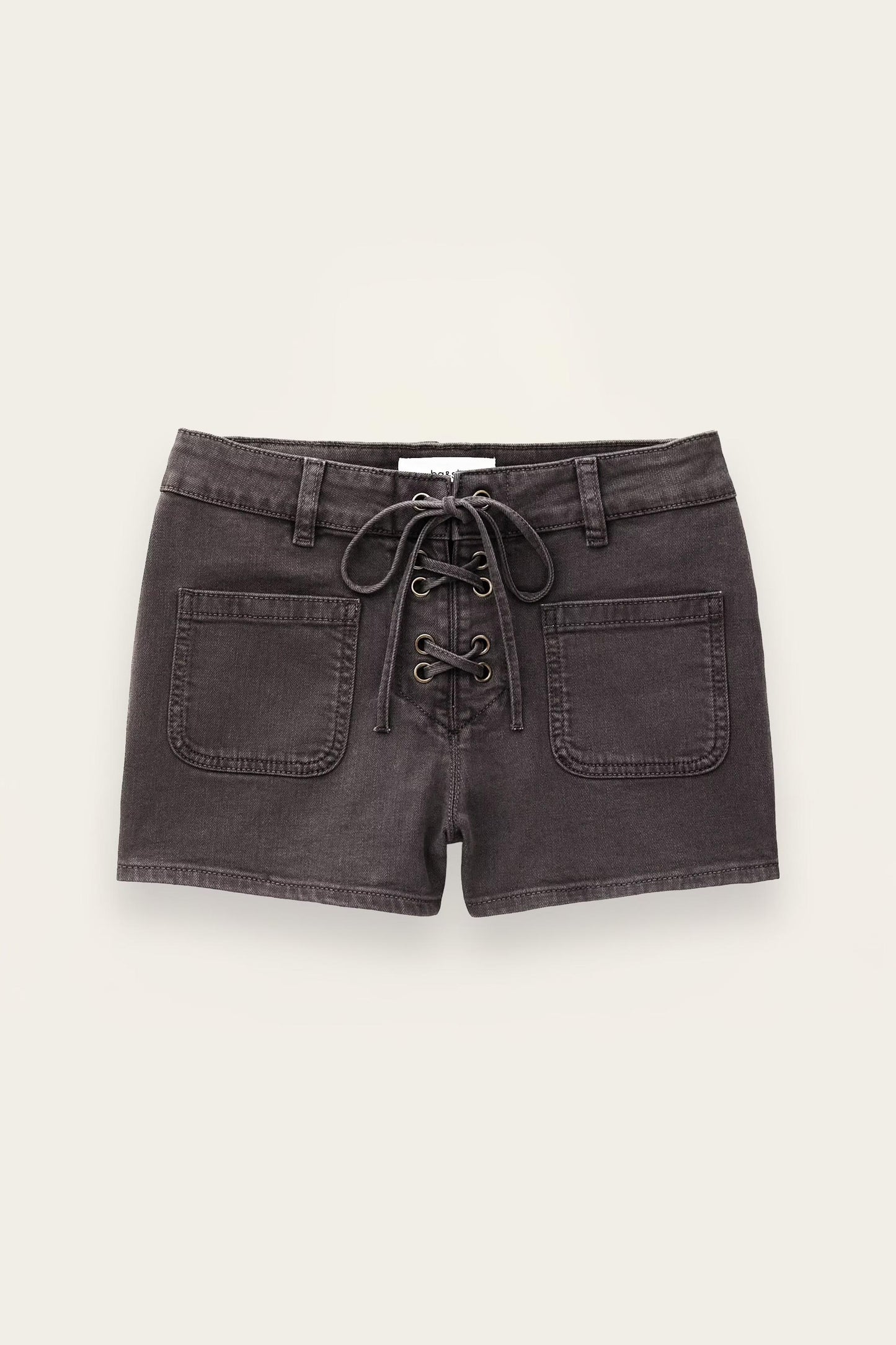 ba&sh High-Waisted Denim Shorts Reno Gray