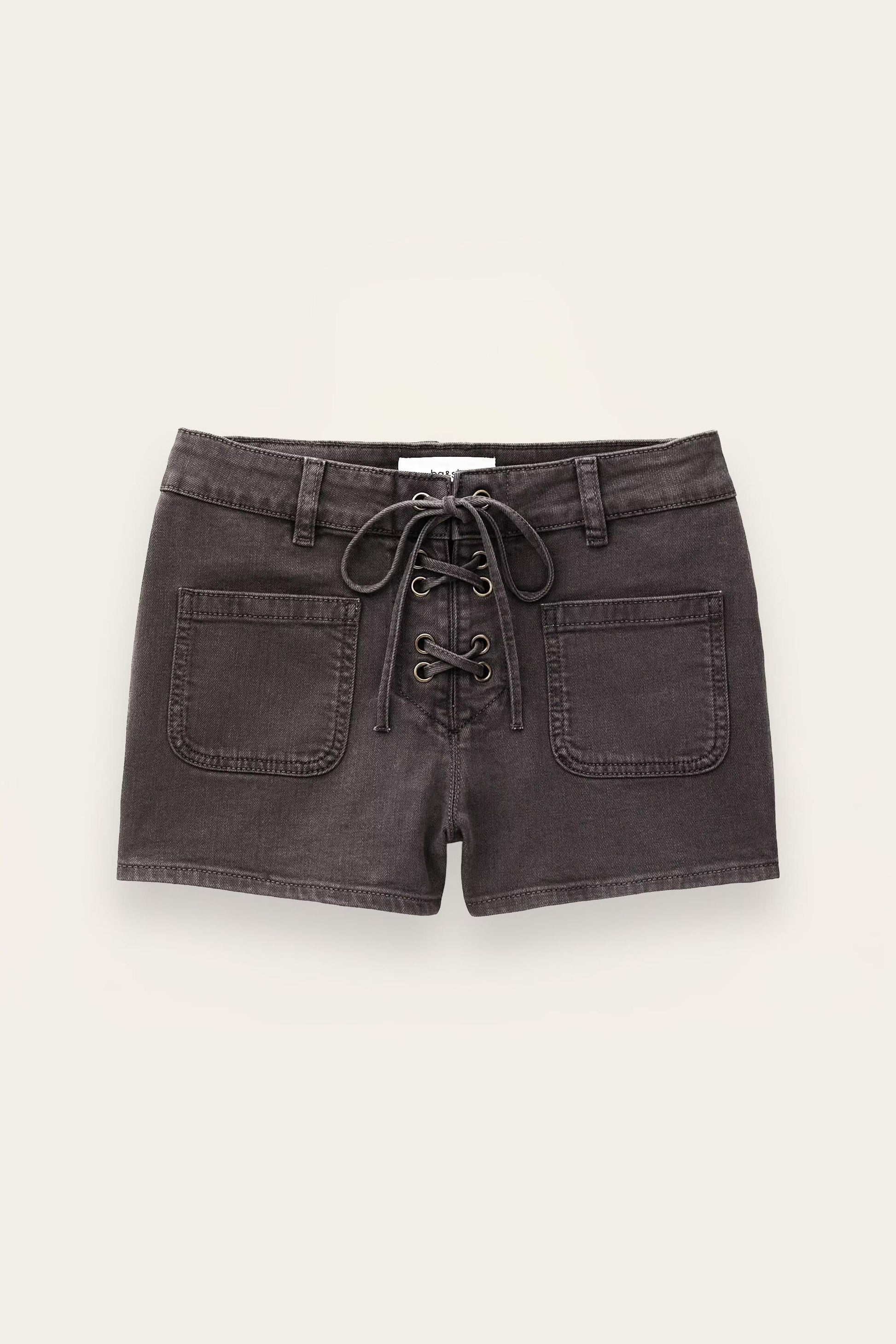 ba&sh High-Waisted Denim Shorts Reno Gray