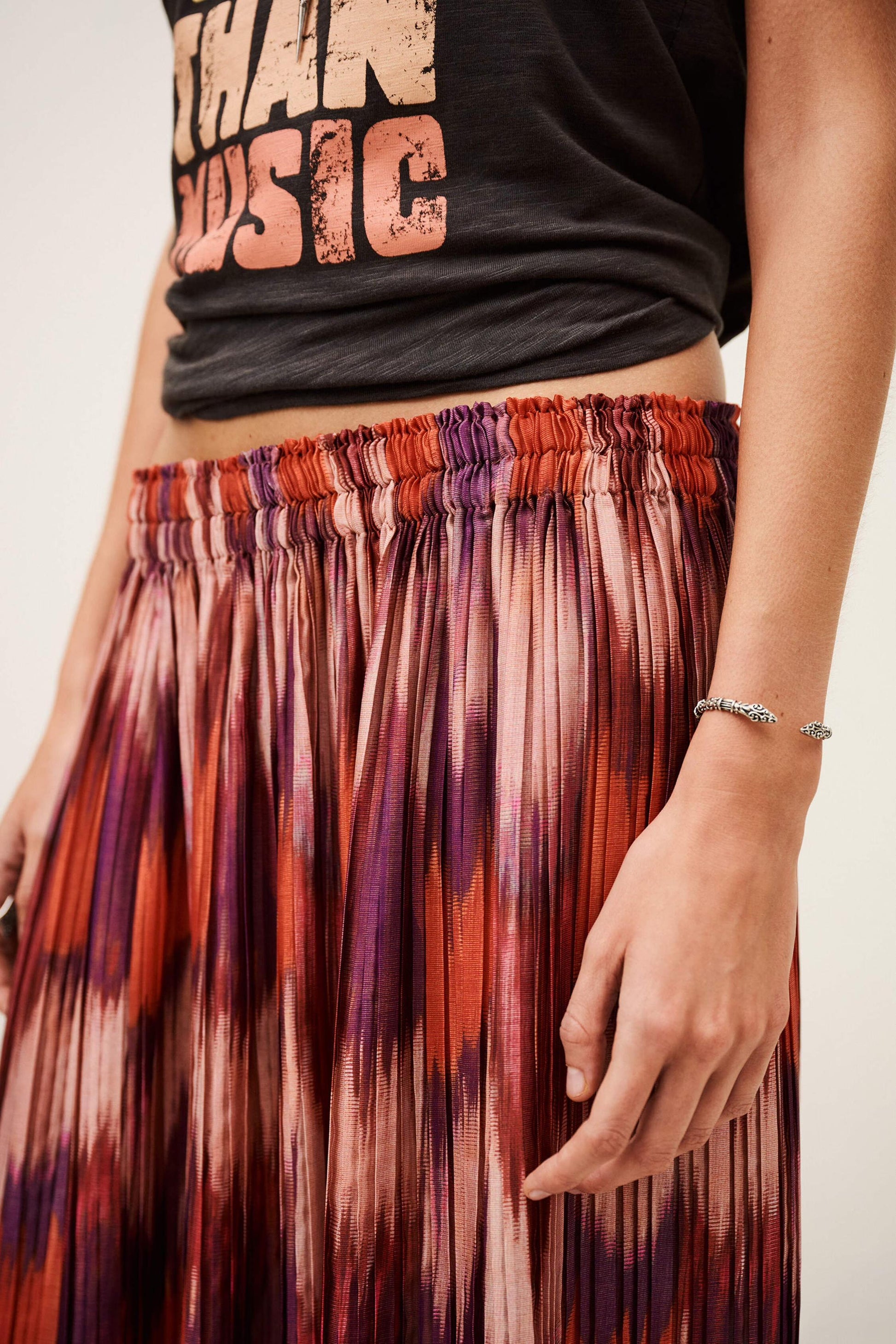 ba&sh Pleated Midi Skirt Ariette Orange