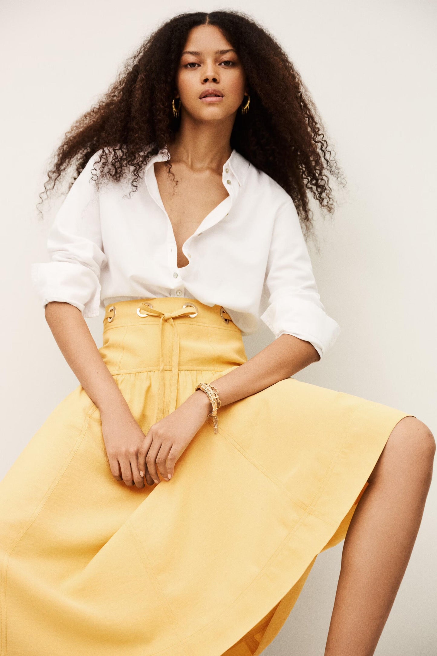 ba&sh Midi Skirt Donia Yellow