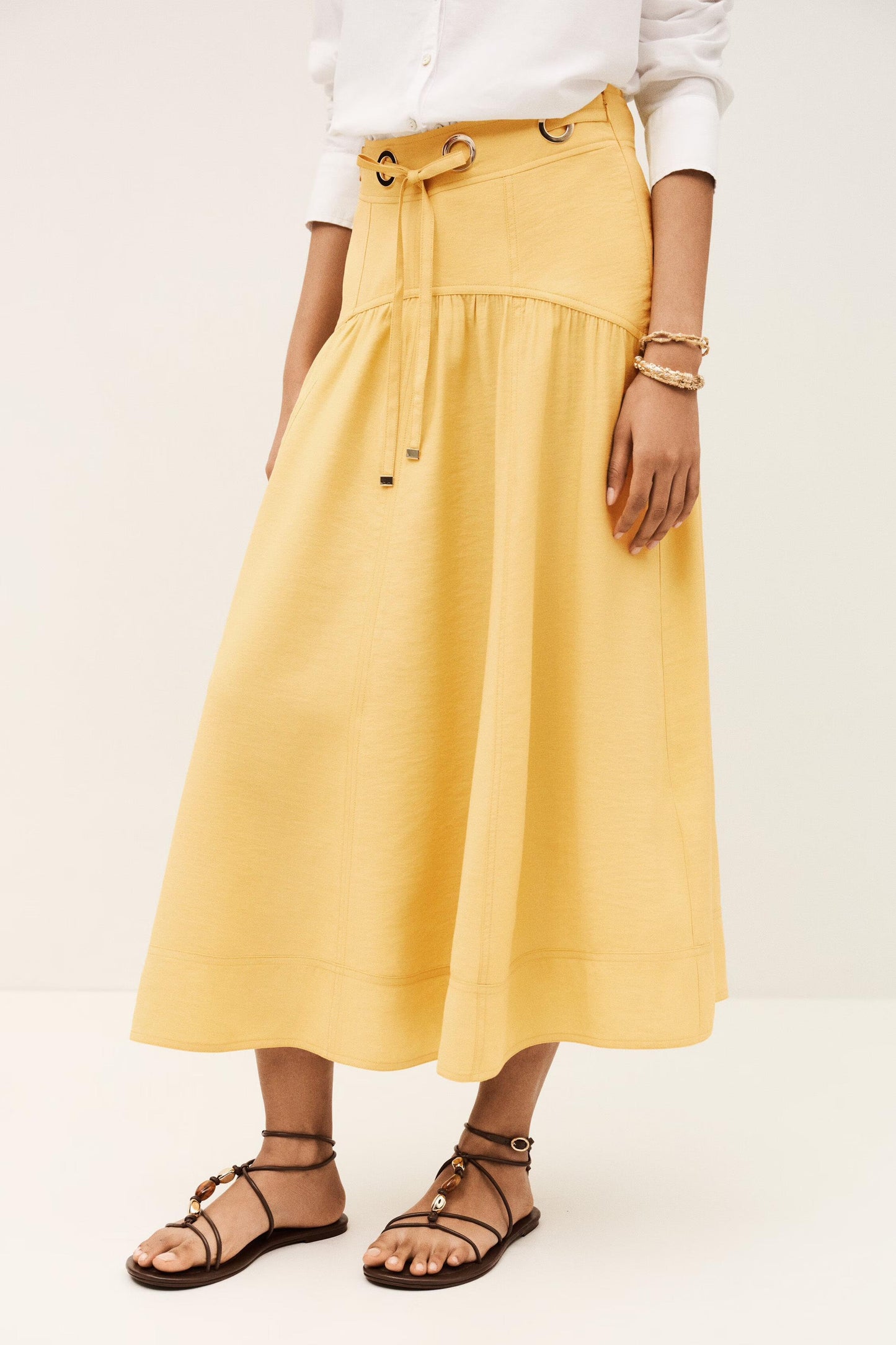 ba&sh Midi Skirt Donia Yellow
